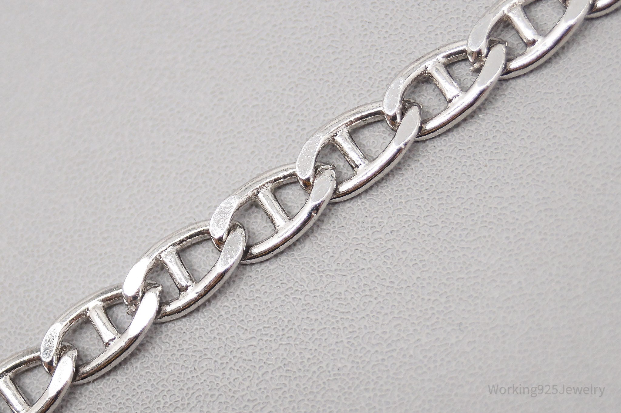 Vintage Mid Century "Maja" Name ID Bar Sterling Silver Bracelet - 6 5/8"