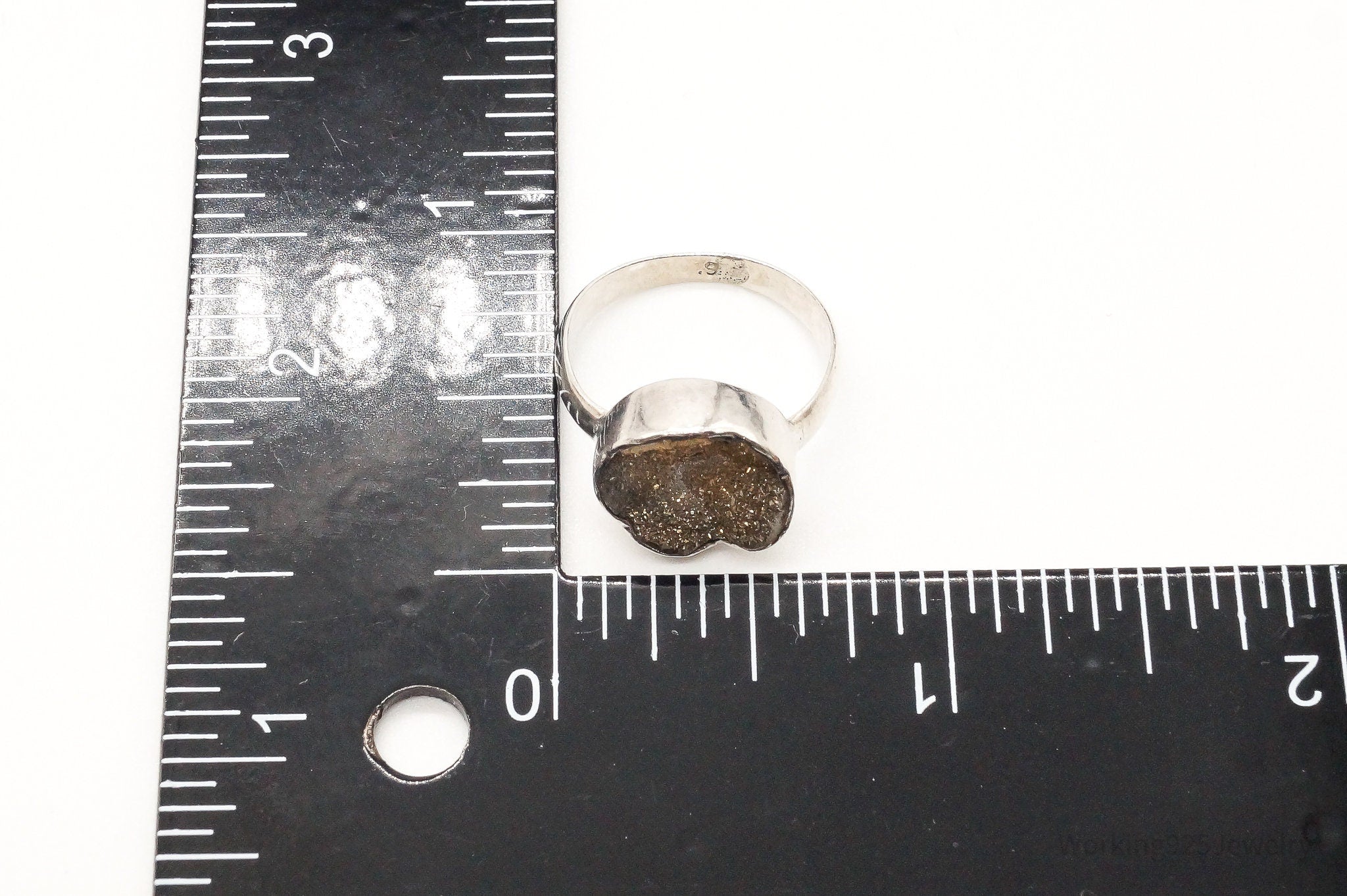 Vintage Druzy Quartz Sterling Silver Ring - Size 7