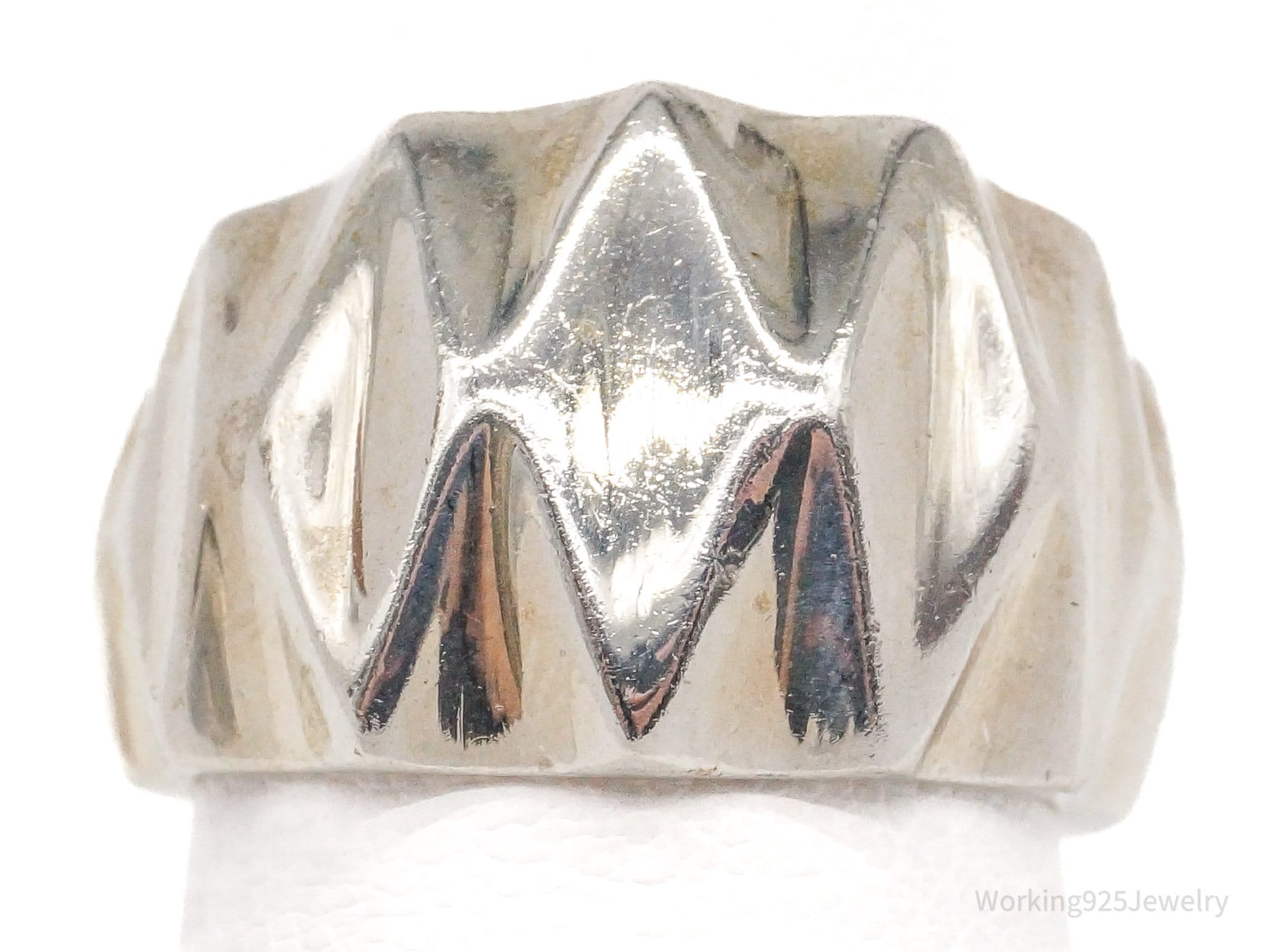 Vintage Modernist Puffy Style Sterling Silver Ring - Size 6