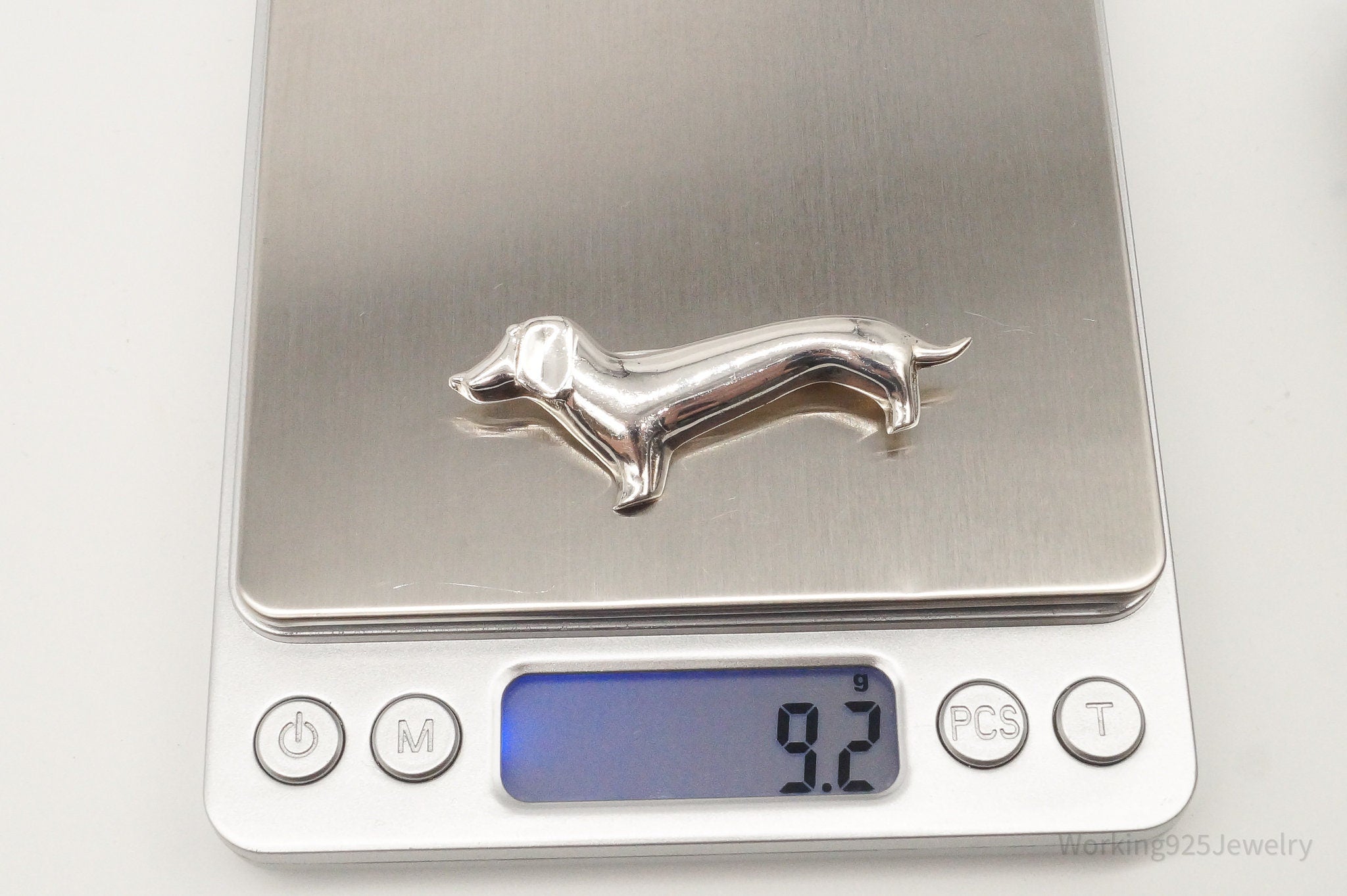 Vintage Mexico D'Molina Dachshund Weiner Dog Sterling Silver Brooch Pin