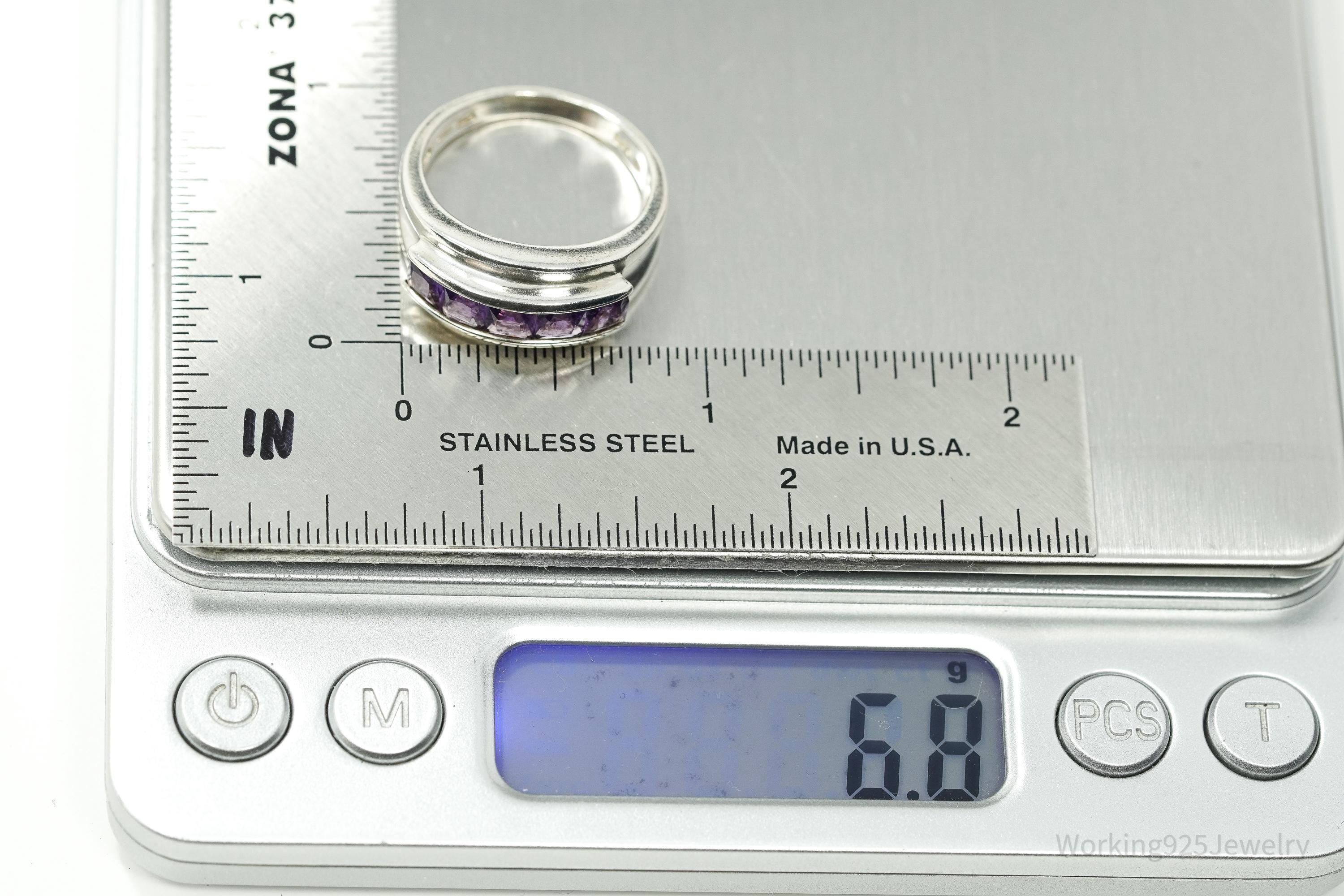 Vintage Amethyst Sterling Silver Ring - Size 9