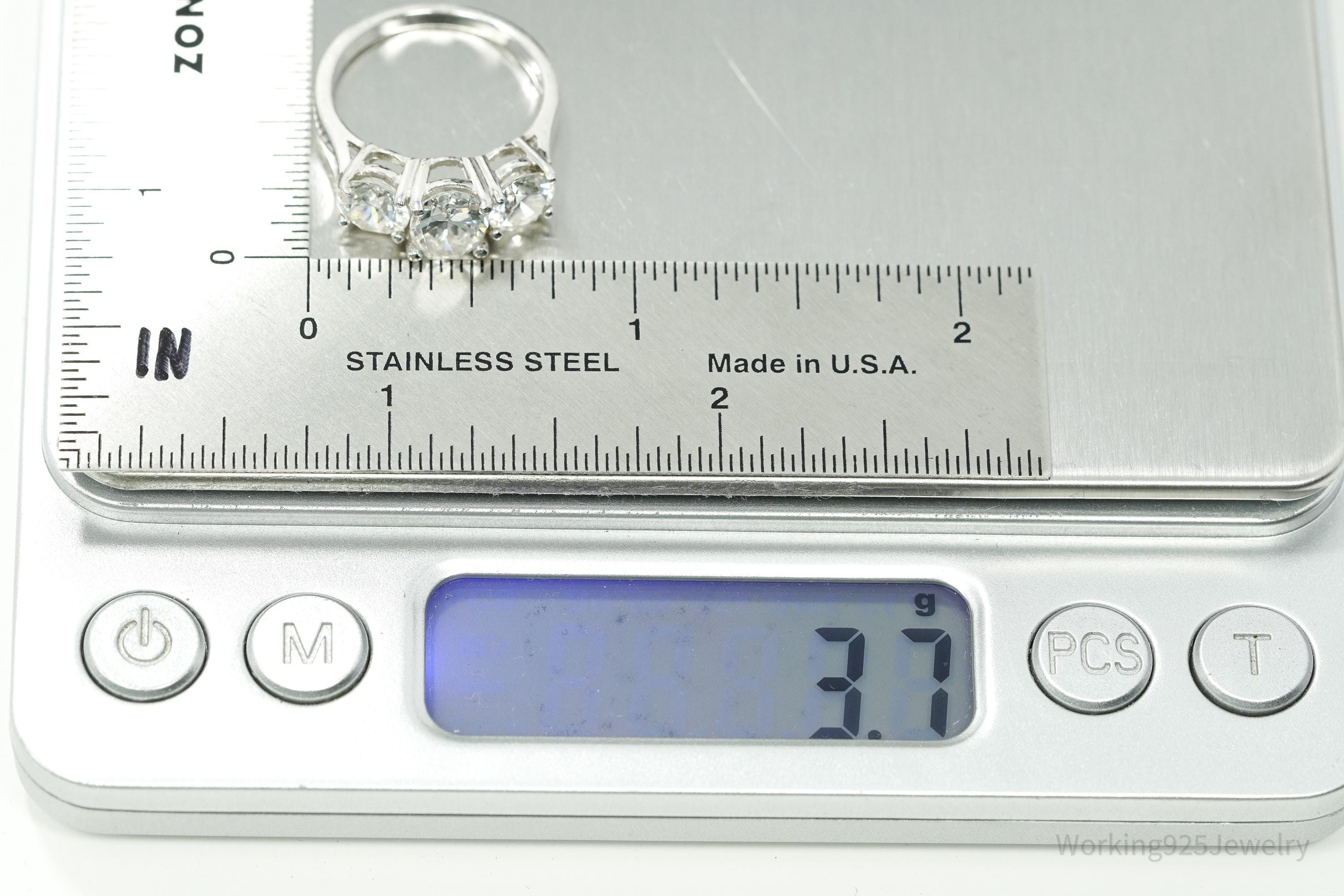 Vintage Cubic Zirconia Sterling Silver Ring - Size 6