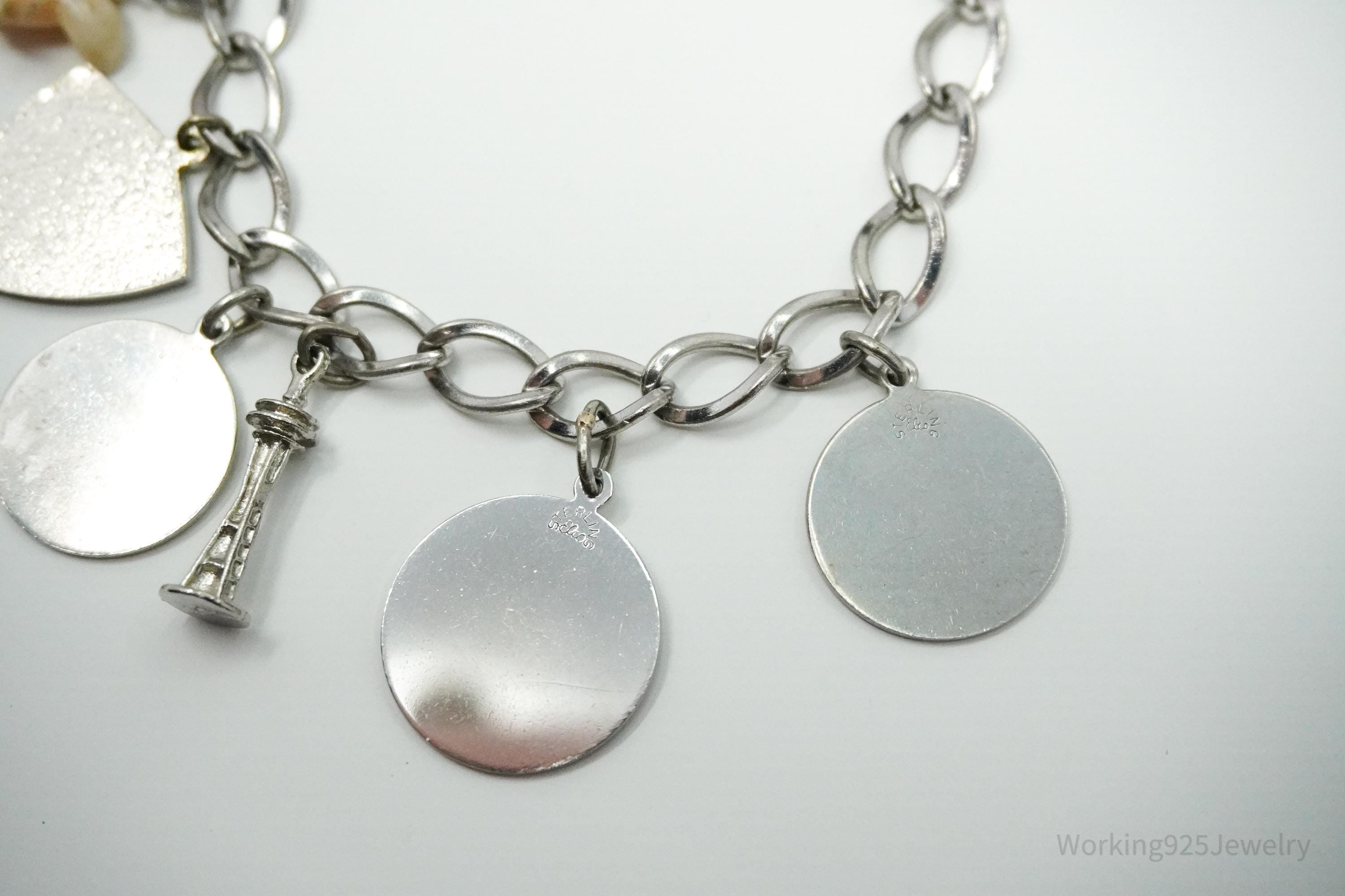 Vintage Sterling Silver Charm Bracelet - 7"