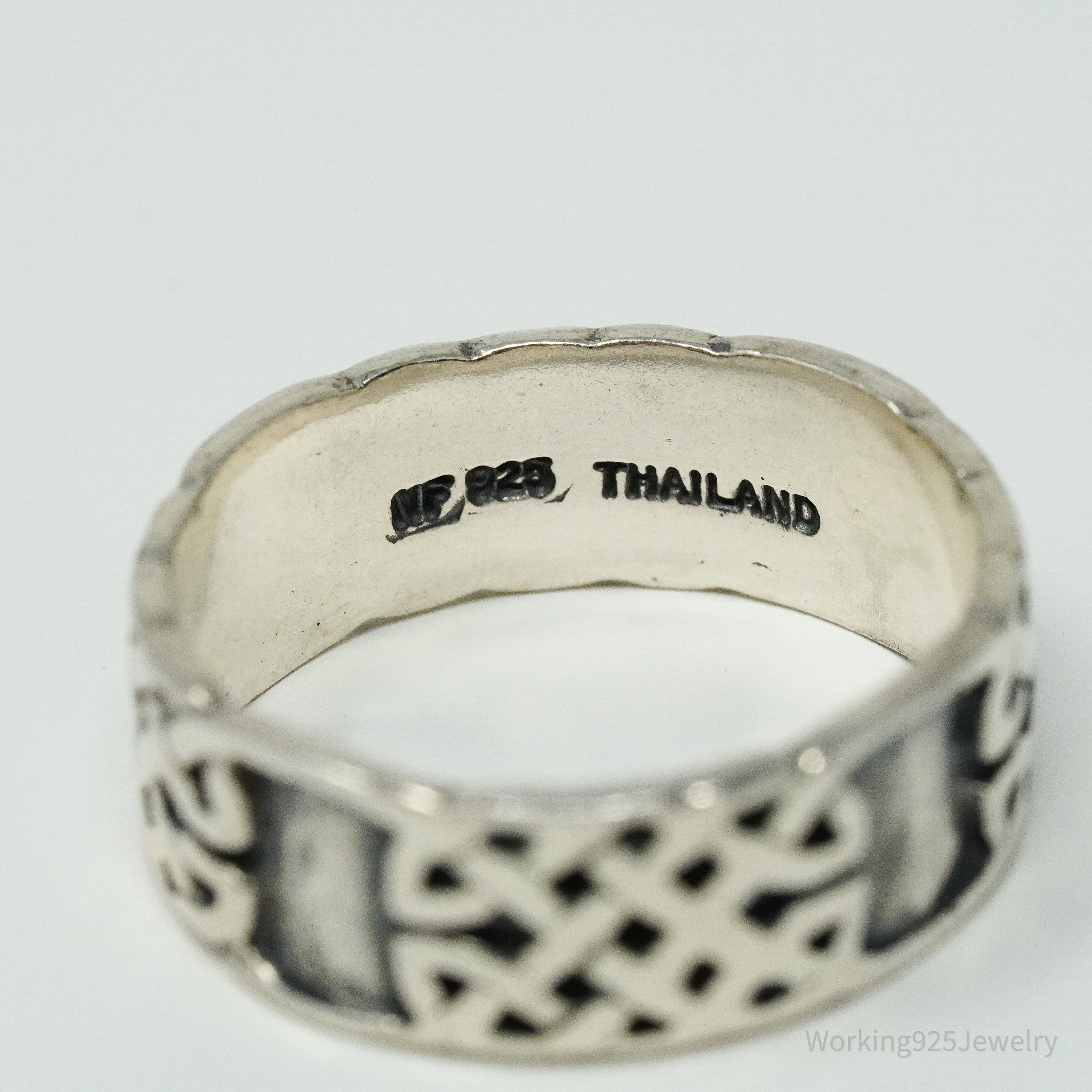 Vintage Celtic Knot Design Sterling Silver Band Ring - Size 9