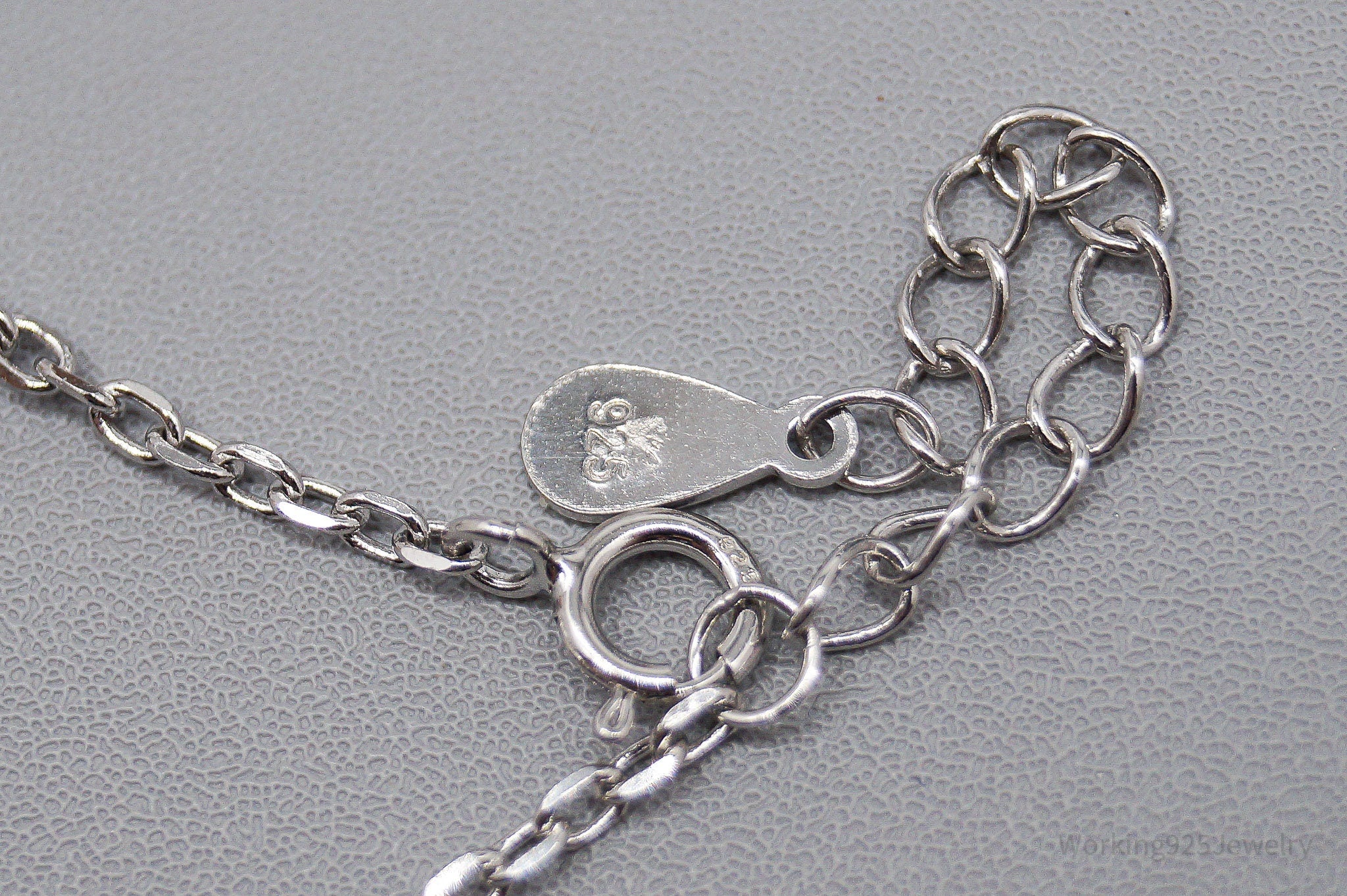 Vintage Cubic Zirconia Moon Charm Sterling Silver Bracelet - 8.25"