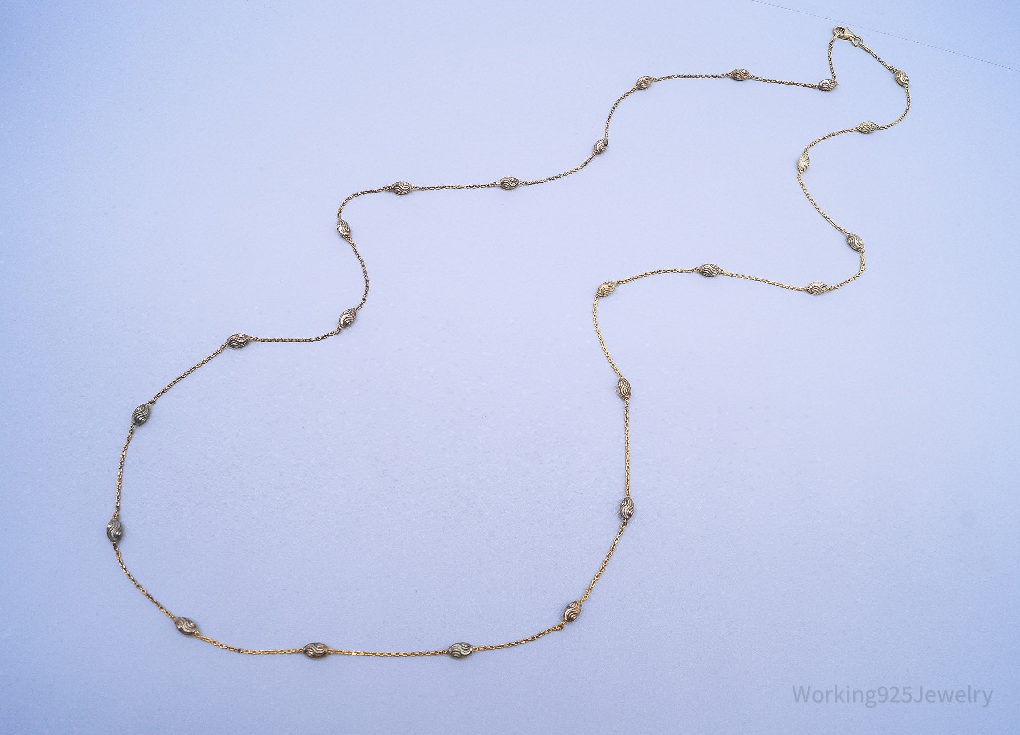 Vintage Italian Long Gold Vermeil Sterling Silver Necklace 36"