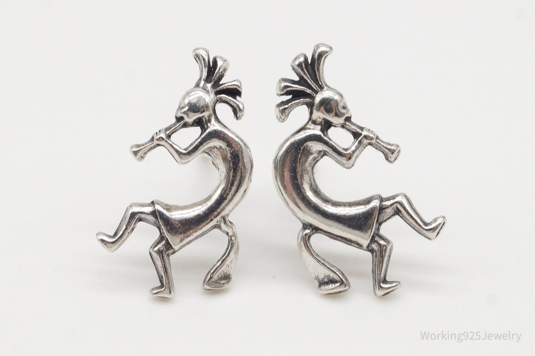 Vintage Native American Dancing Kokopelli Sterling Silver Earrings