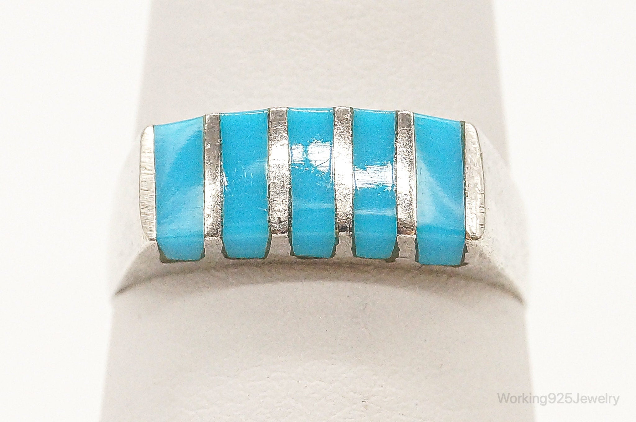 Vintage Mexico Turquoise Sterling Silver Ring - Size 6.5