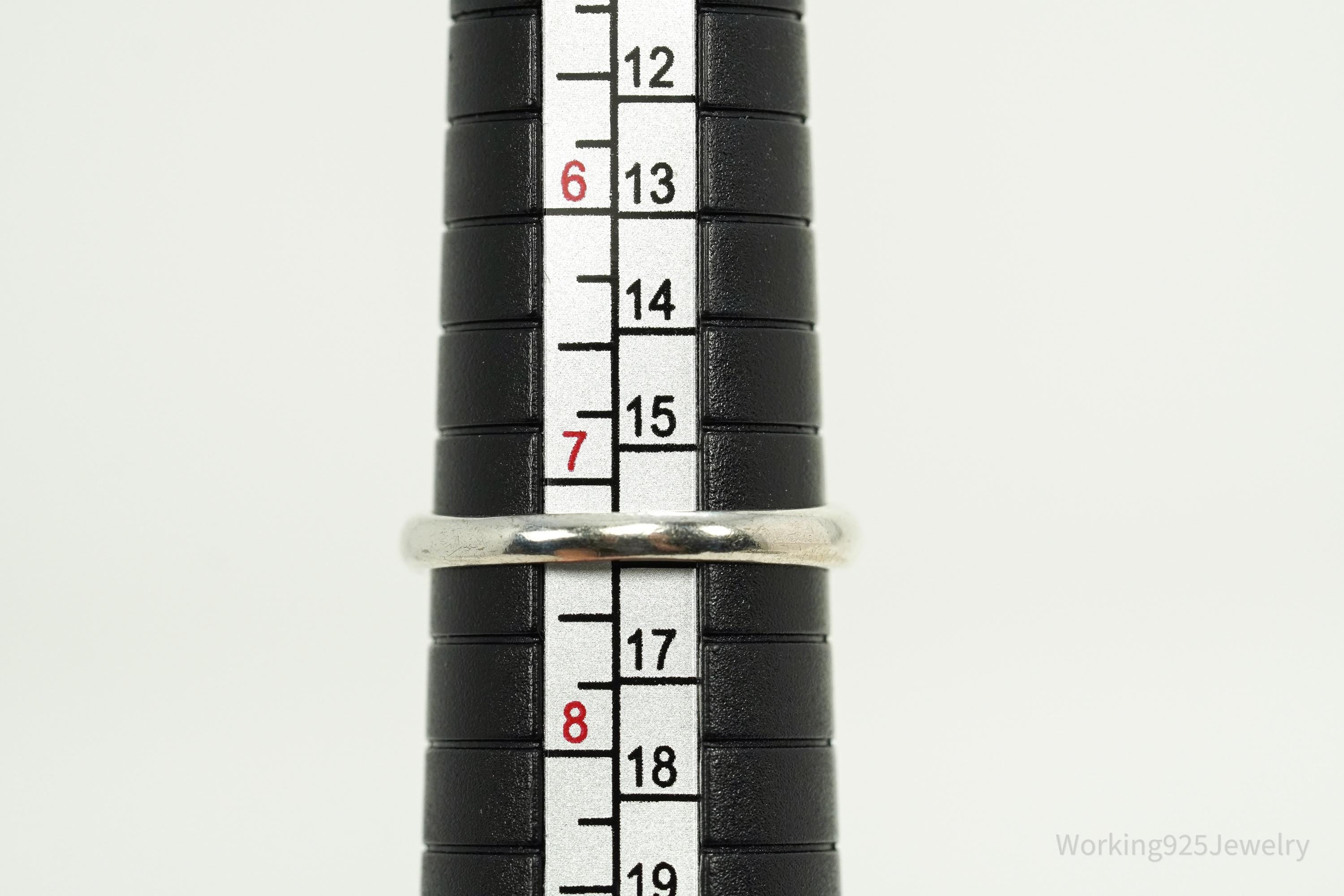 Vintage Blue Topaz Sterling Silver Ring - Size 7.25