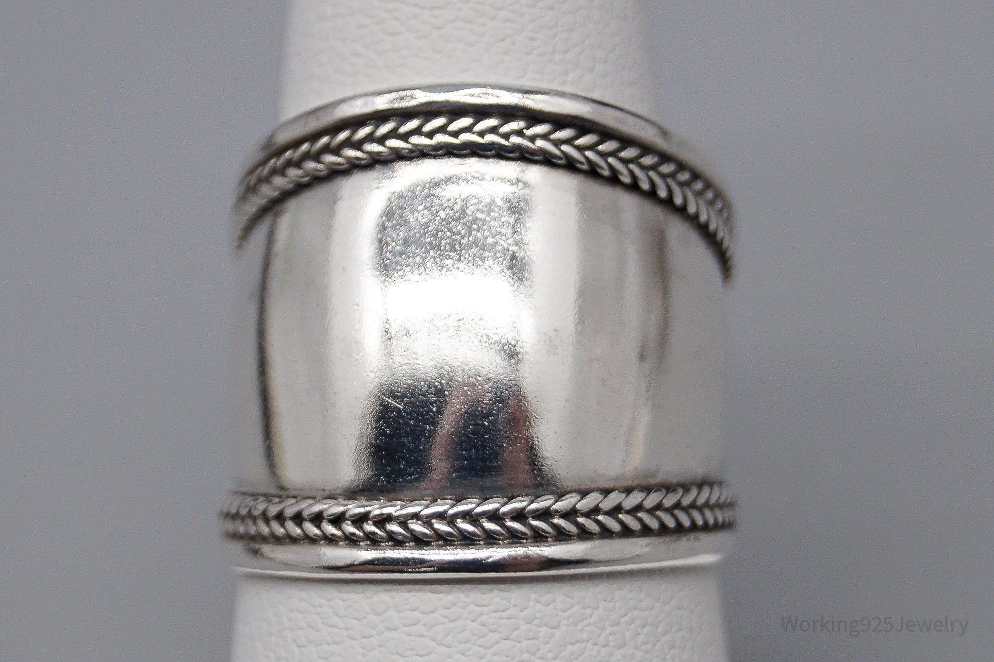 Vintage Sterling Silver Wide Band Ring - Size 7.75