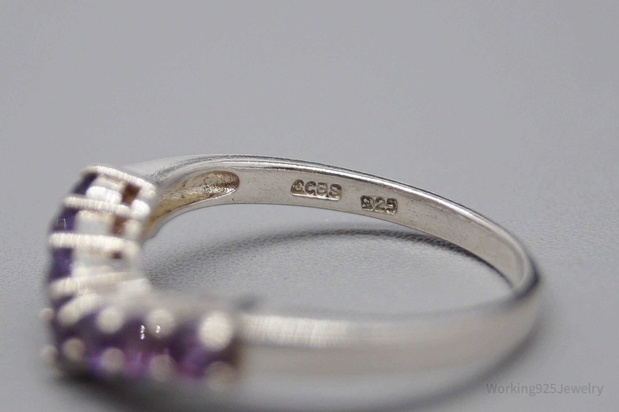 Vintage Amethyst Sterling Silver Ring - Size 8