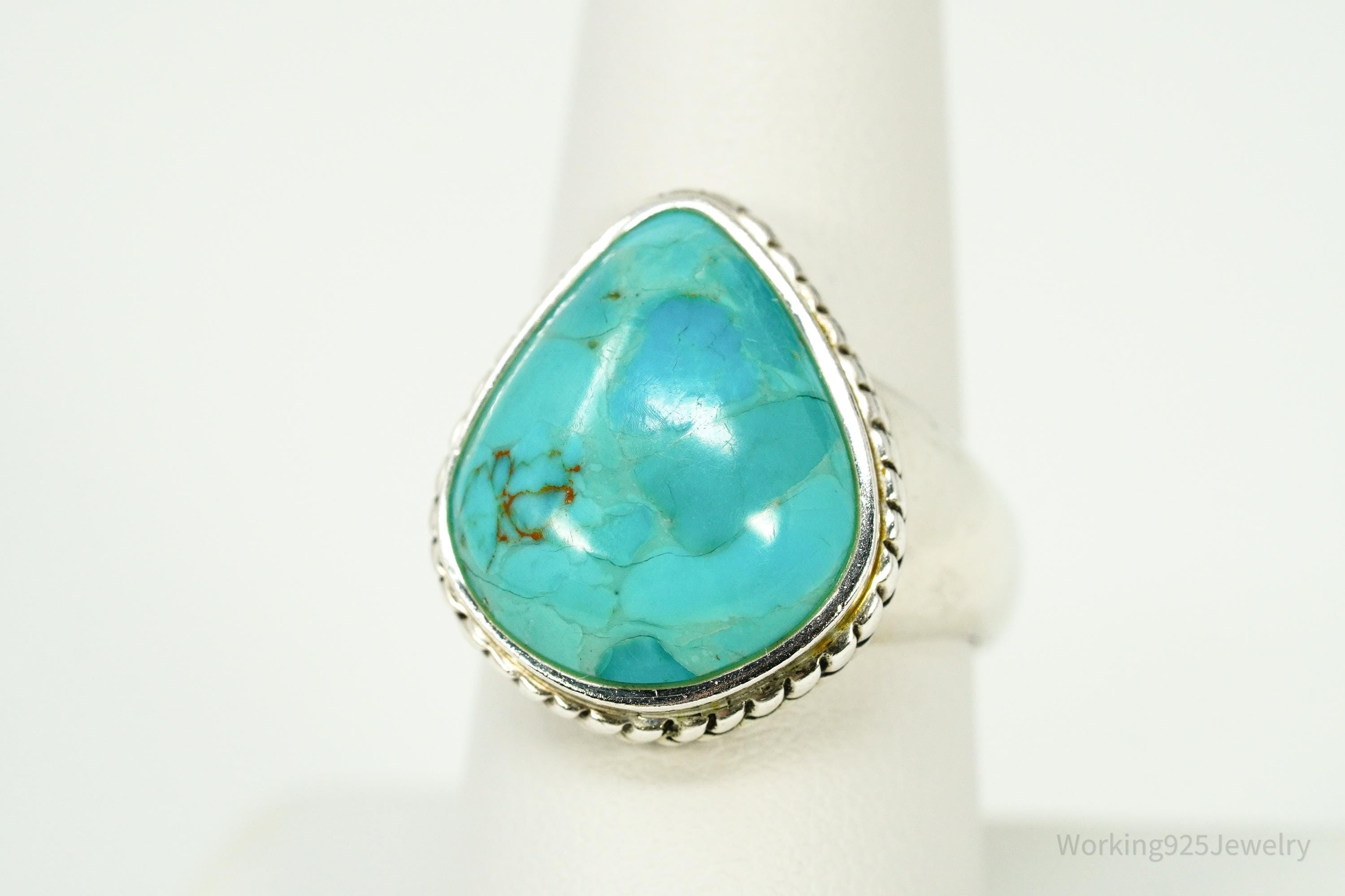 Vintage BARSE Turquoise Southwestern Style Sterling Silver Ring Size 9