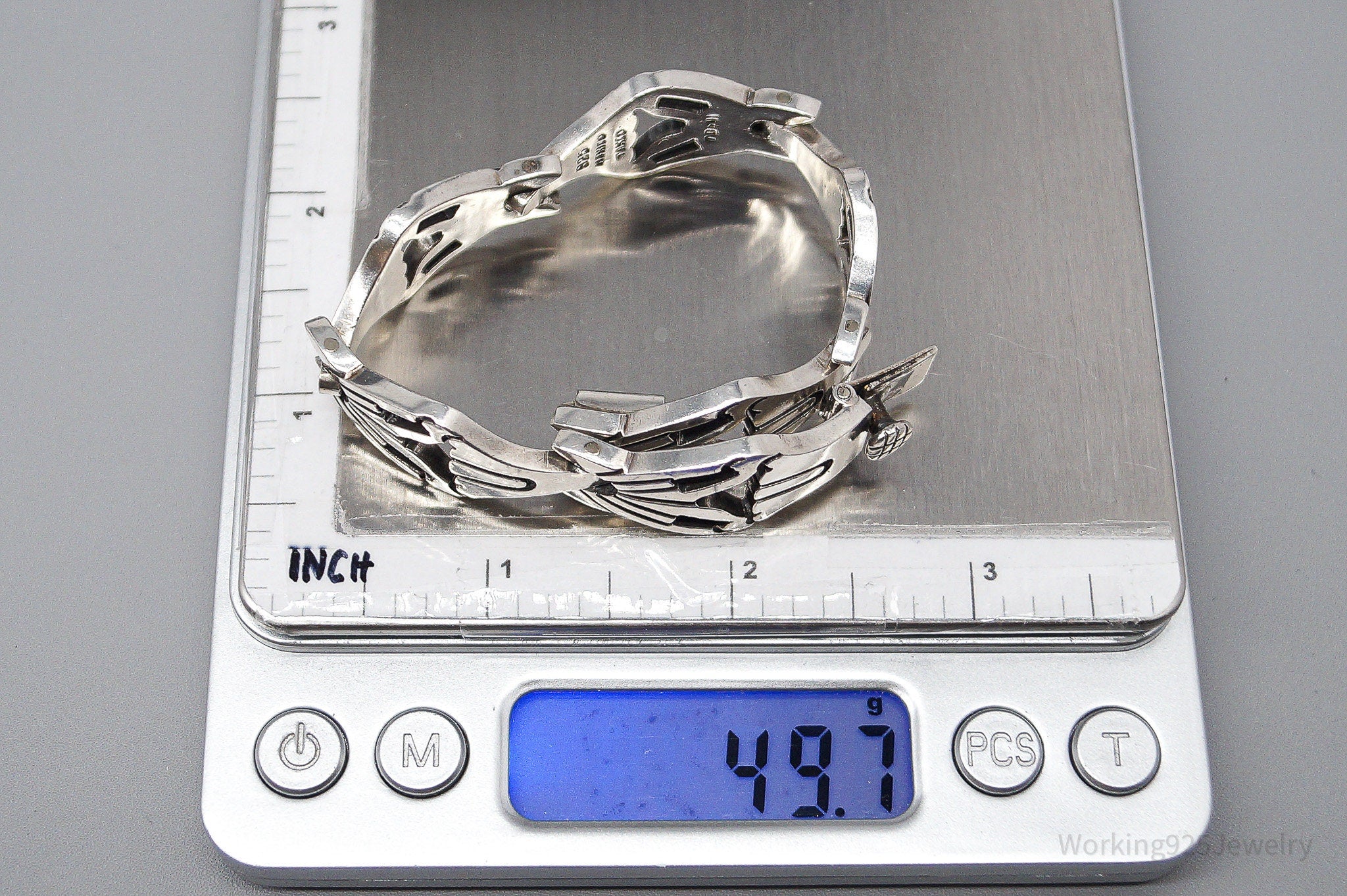 Vintage Mexico Modernist Sterling Silver Bracelet - 6.75"