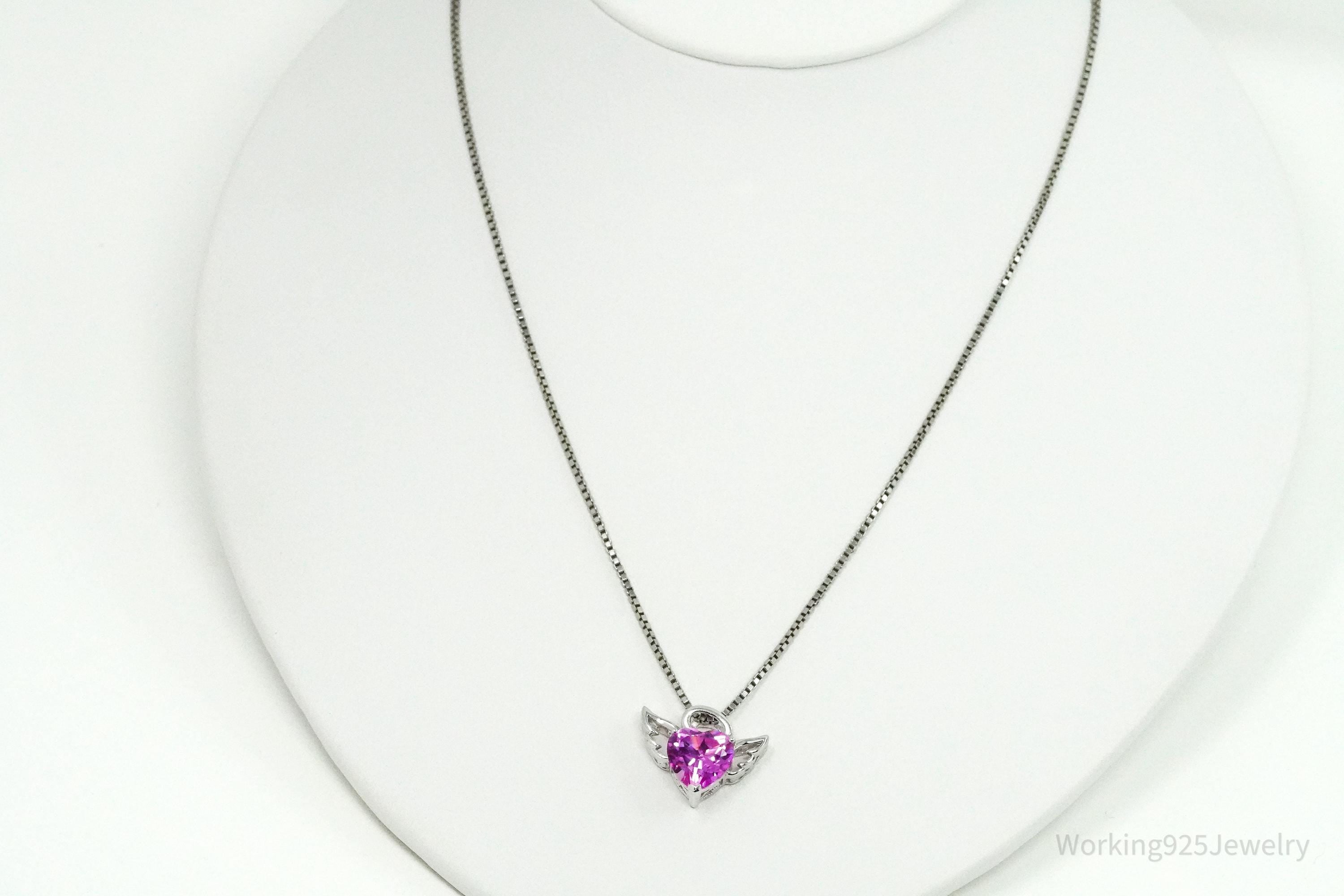 Alwand Vahan Pink Sapphire 14K White Gold Over Sterling Silver Pendant Necklace 18"