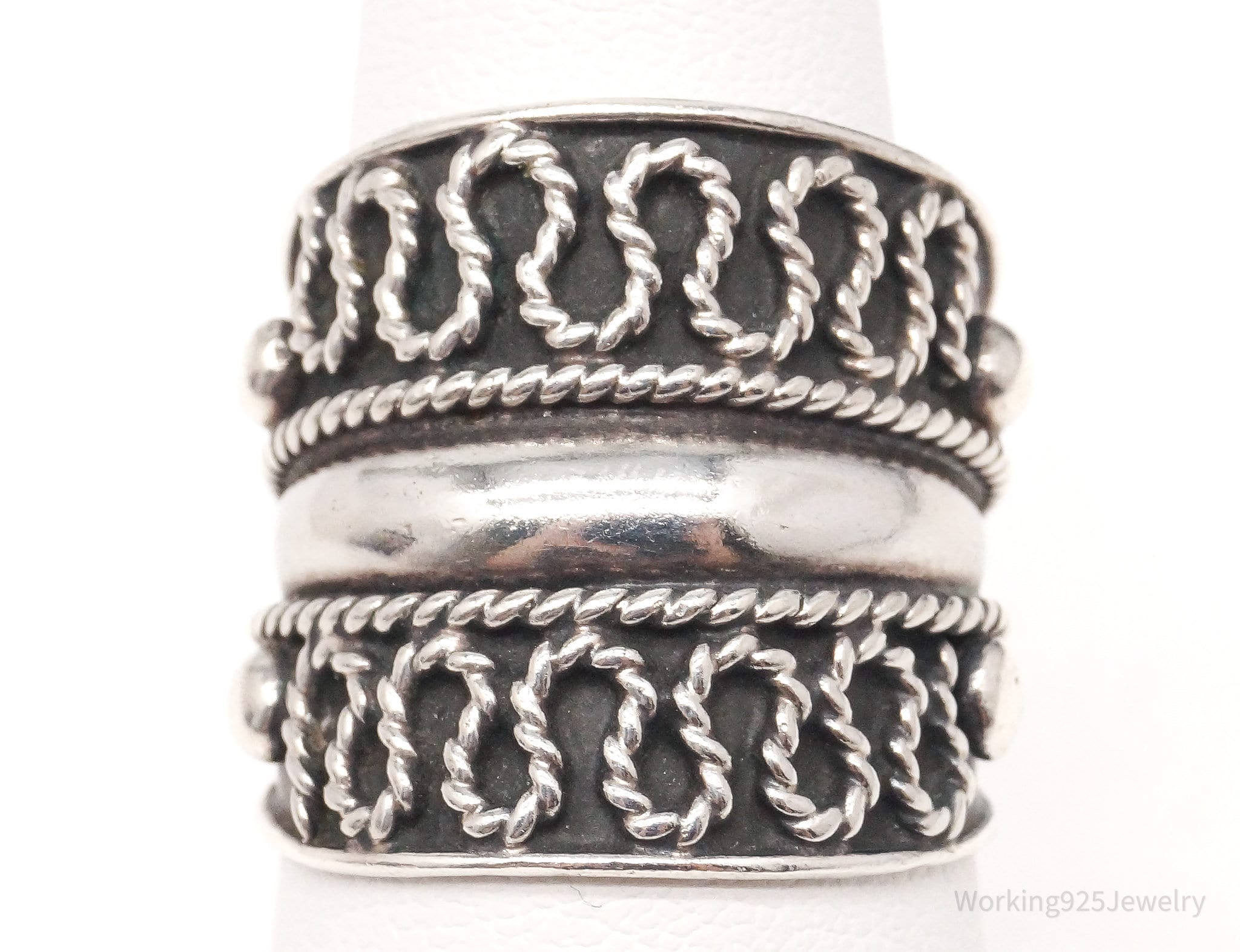 Vintage Mexico Sterling Silver Band Ring - Size 7.5