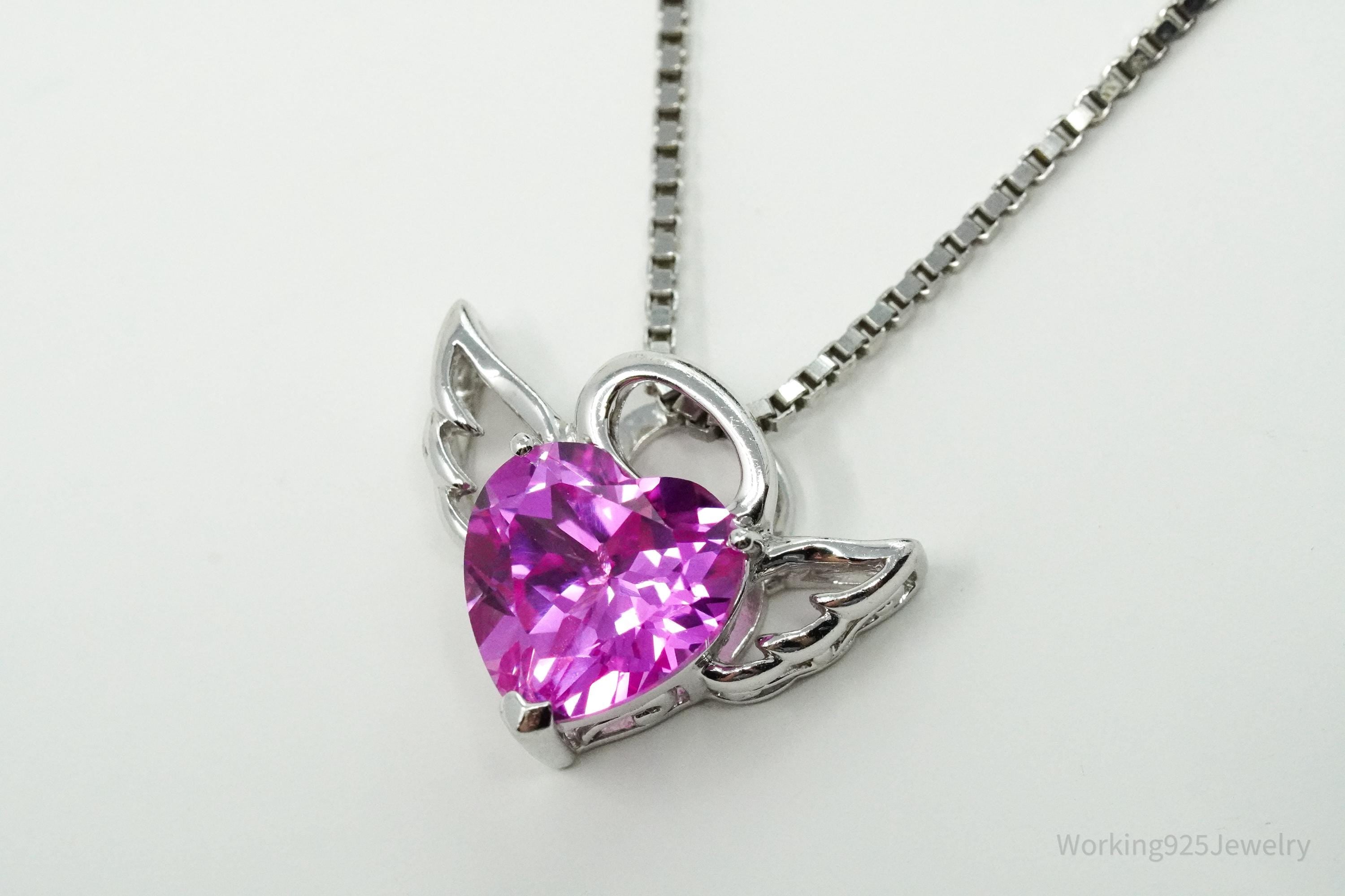 Alwand Vahan Pink Sapphire 14K White Gold Over Sterling Silver Pendant Necklace 18"