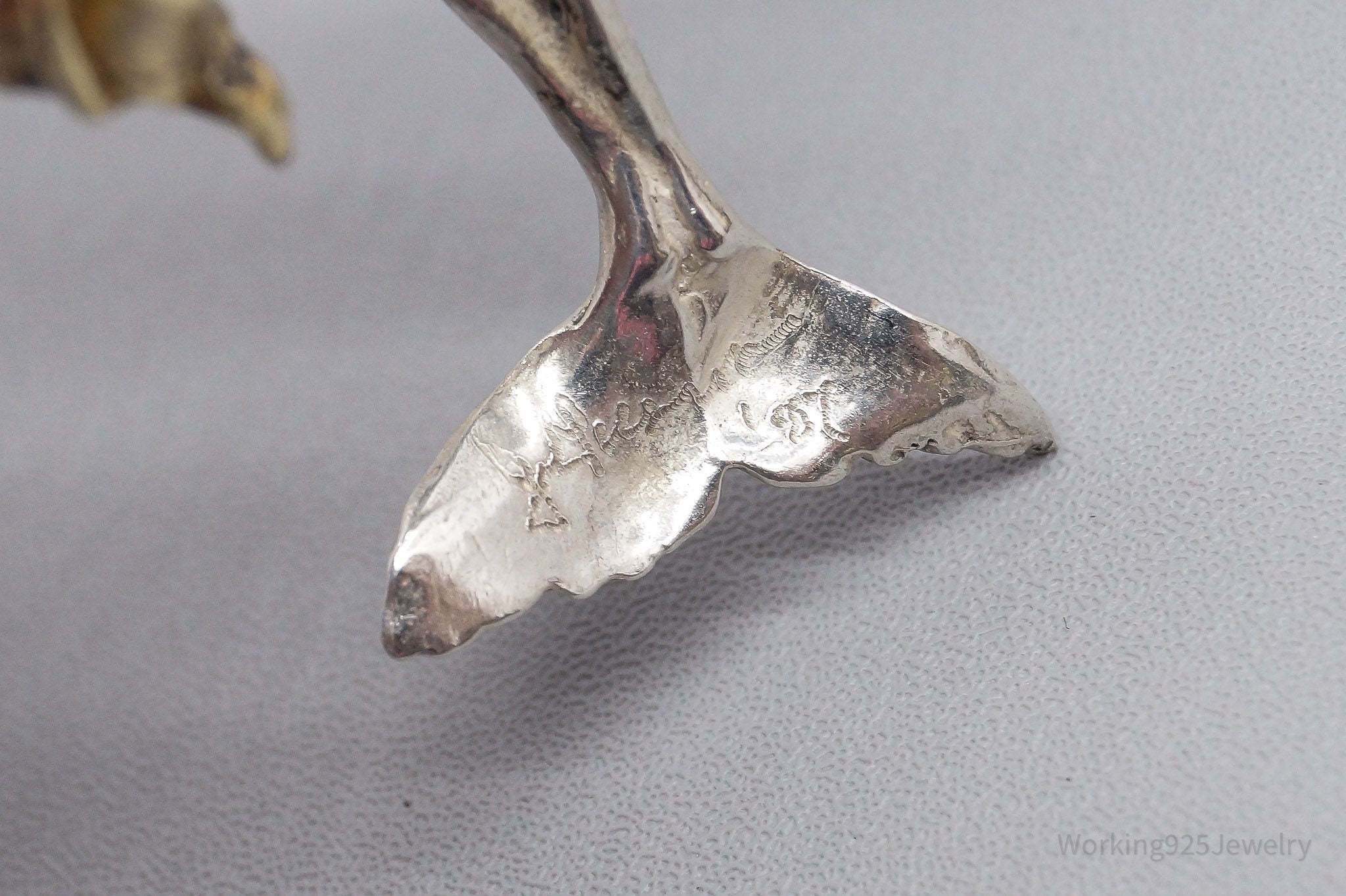 Vintage Gray Moonstone 24K Gold Sterling Silver Mermaids Necklace 34"