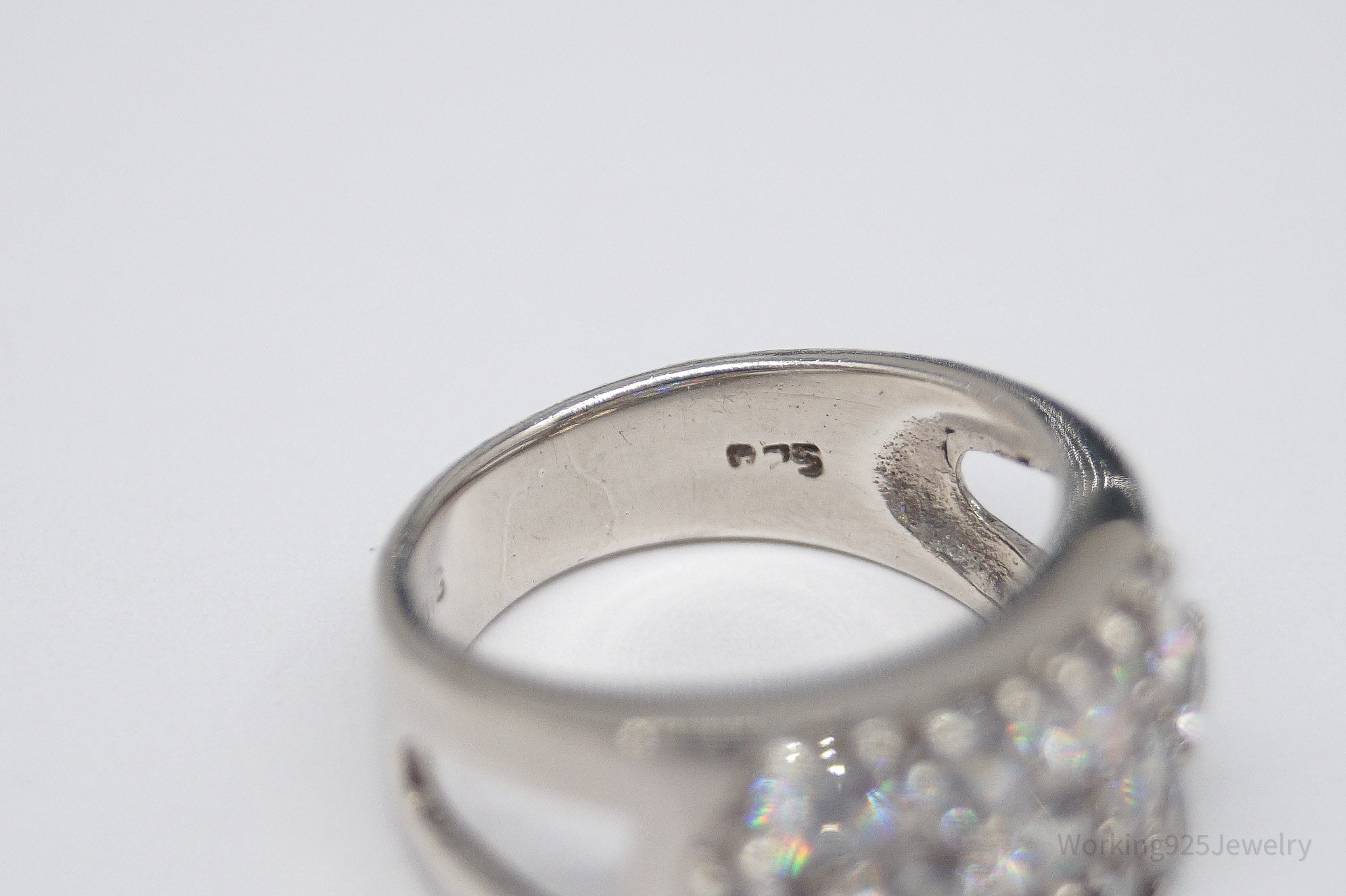 Vintage Cubic Zirconia Sterling Silver Band Ring - Size 6.75