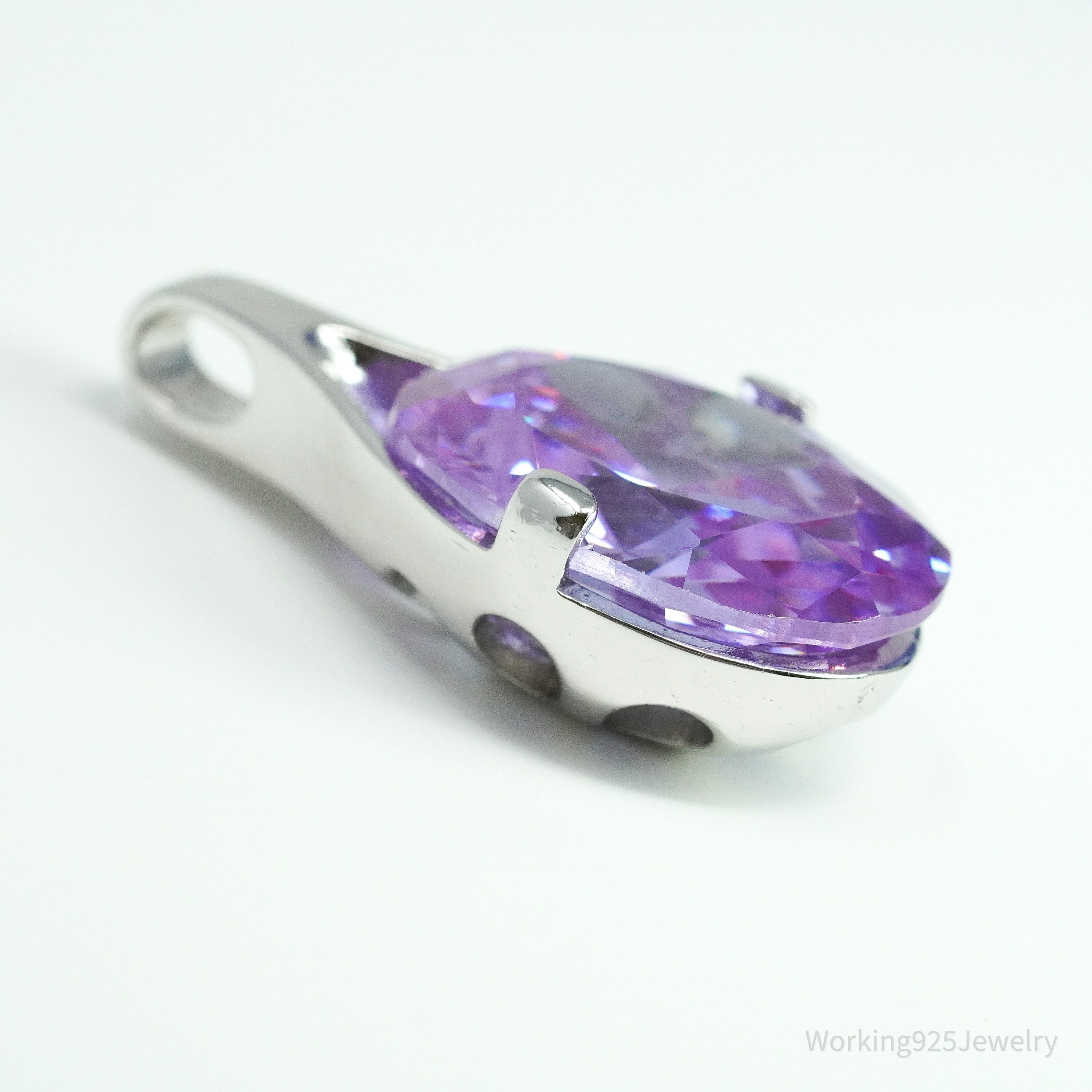 Vintage Purple Cubic Zirconia Sterling Silver Pendant