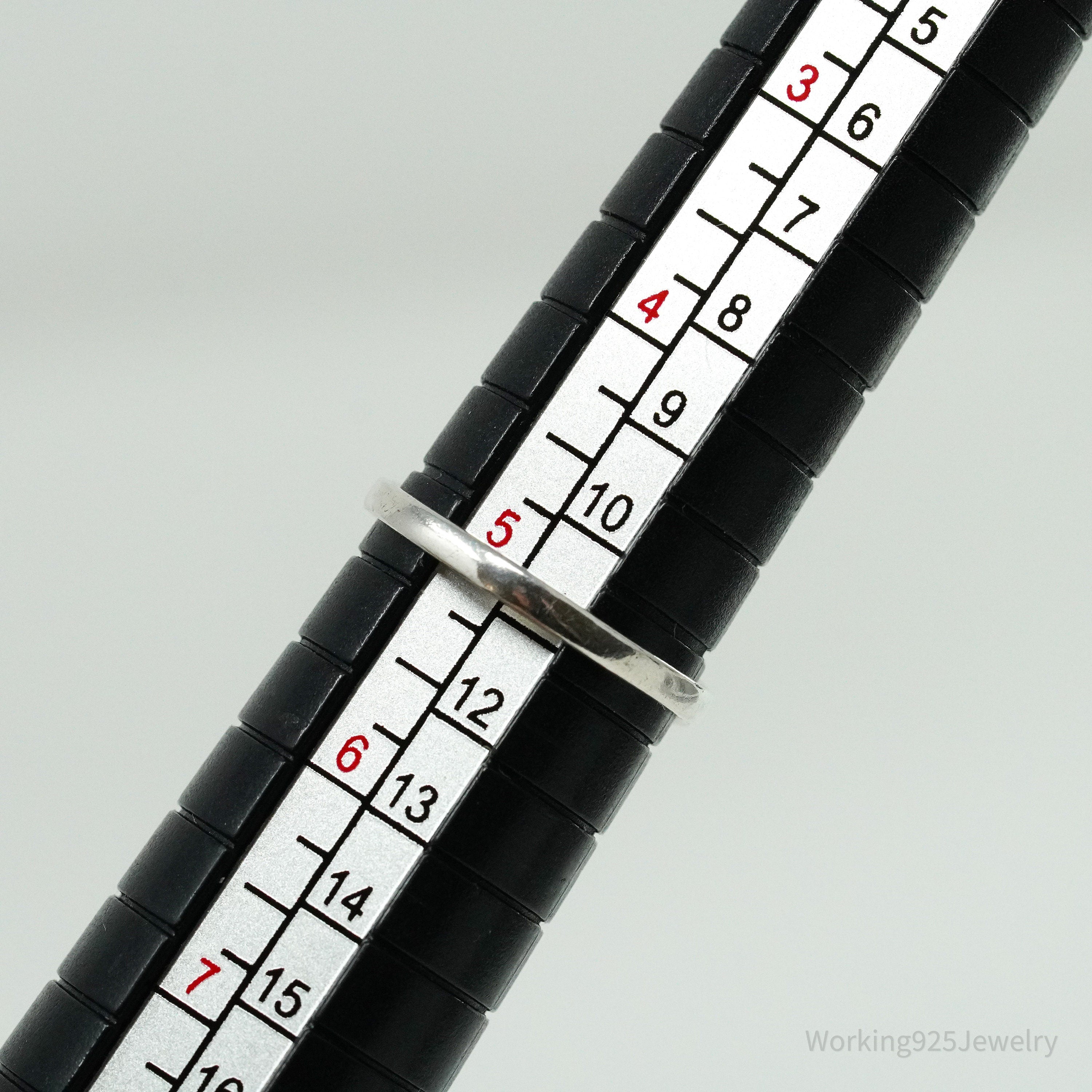 Vintage Black & White Onyx Yin Yang Sterling Silver Ring Size 5