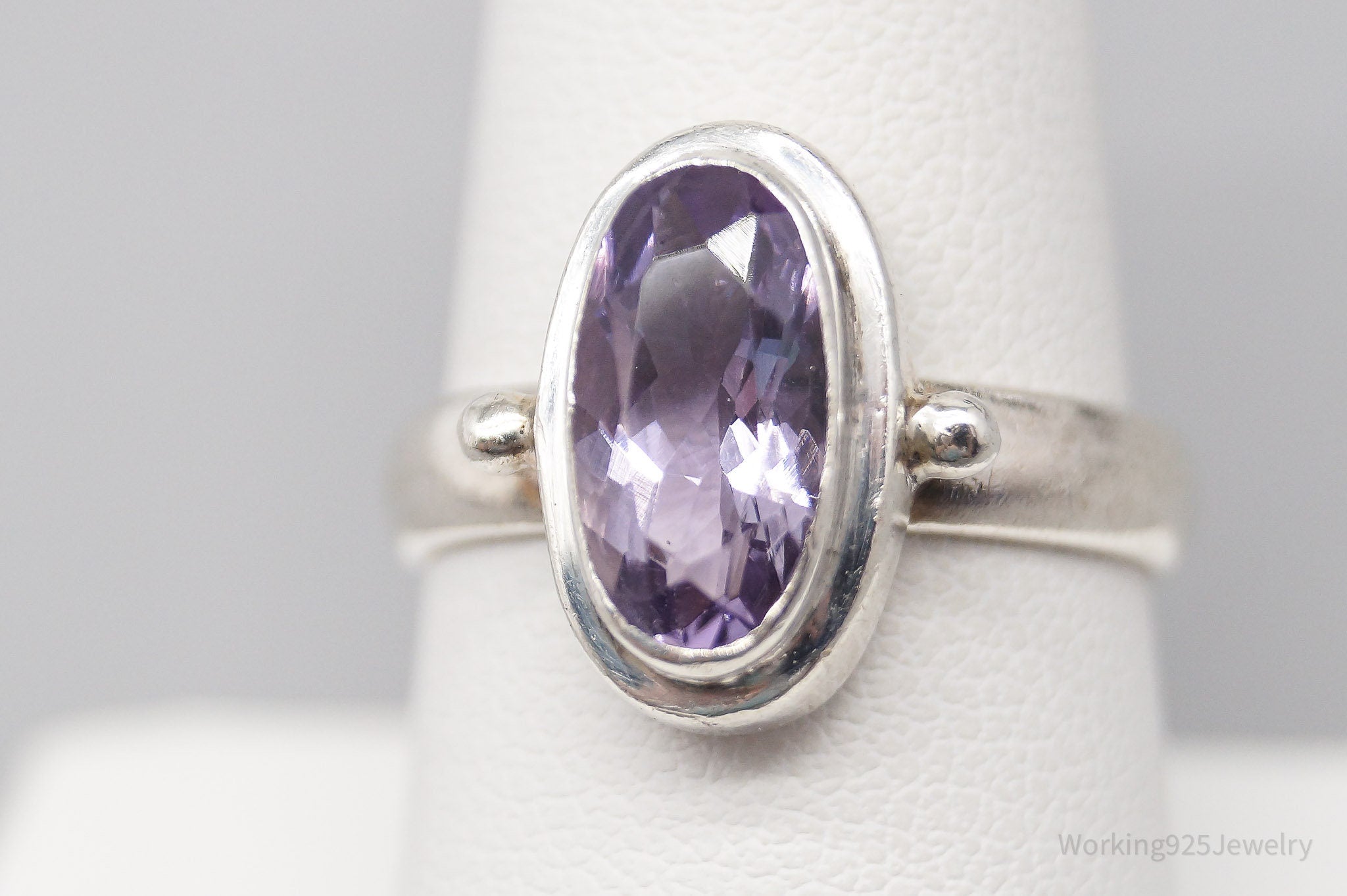 Vintage R & G Amethyst Sterling Silver Ring - Size 8.5