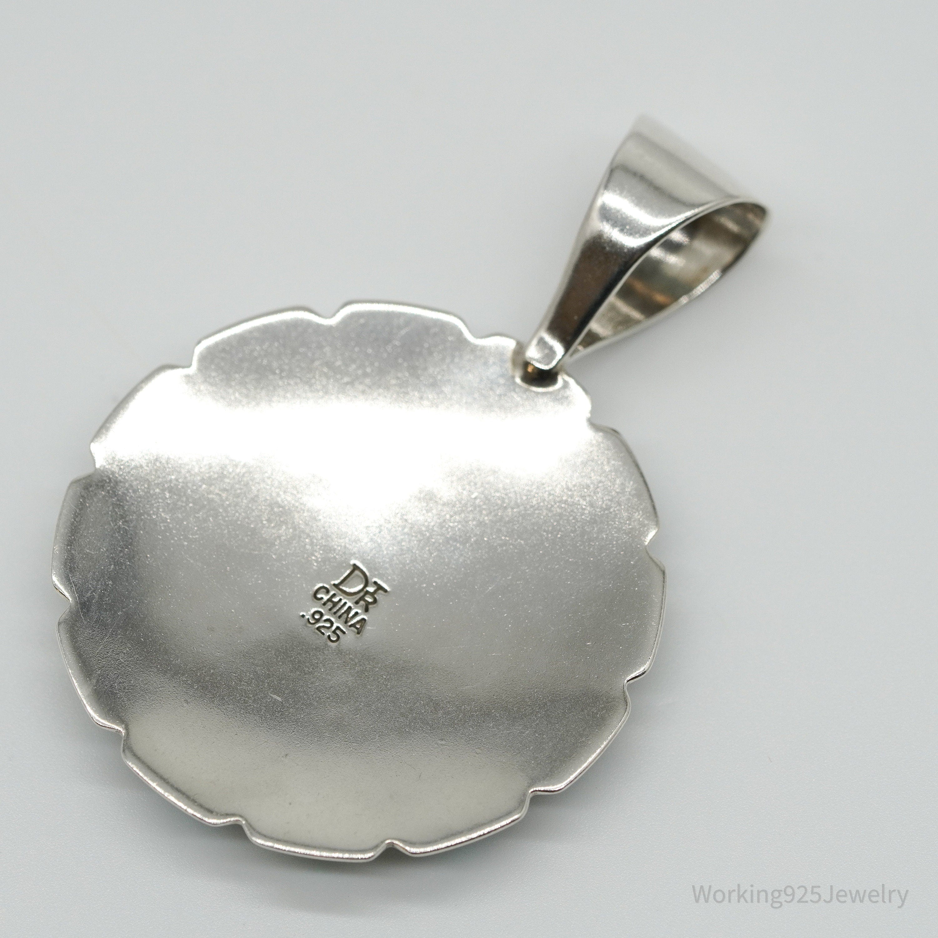 Vintage Southwest Desert Rose Trading Turquoise Sterling Silver Pendant 2.5"