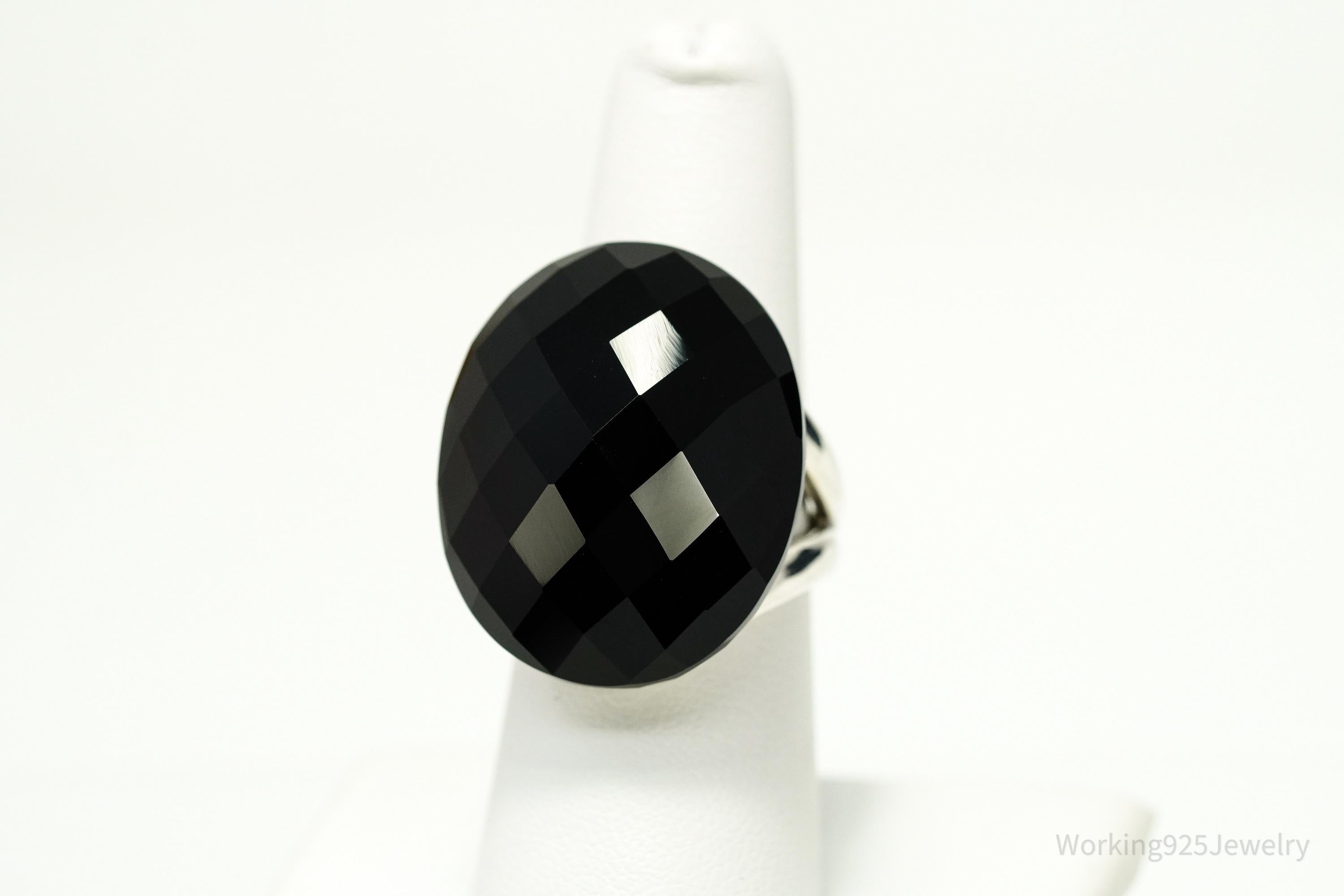 Vintage Whitney Kelly Large Black Onyx Sterling Silver Ring - Size 7