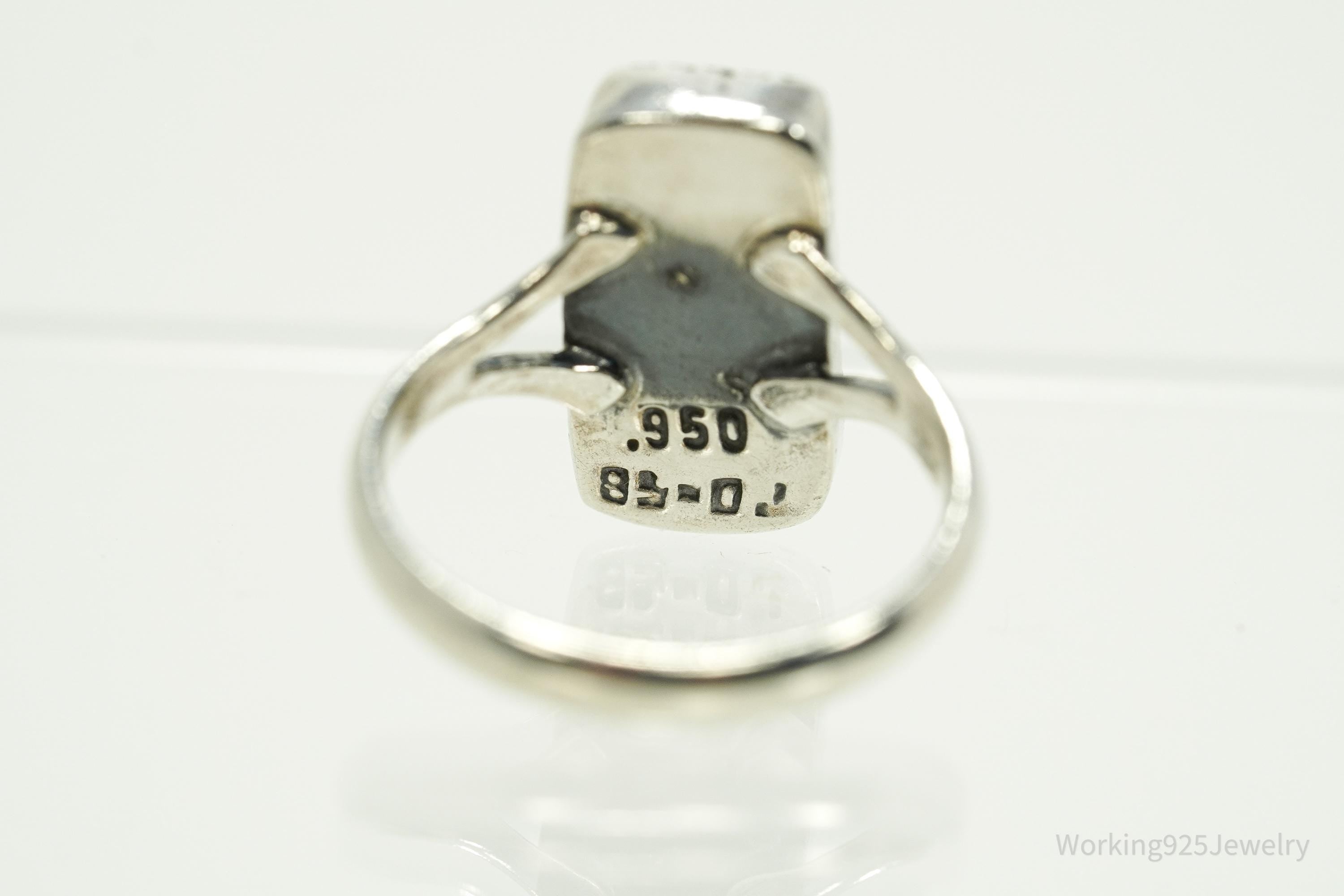 Vintage Mexican Turquoise 950 Silver Ring - Size 8.25