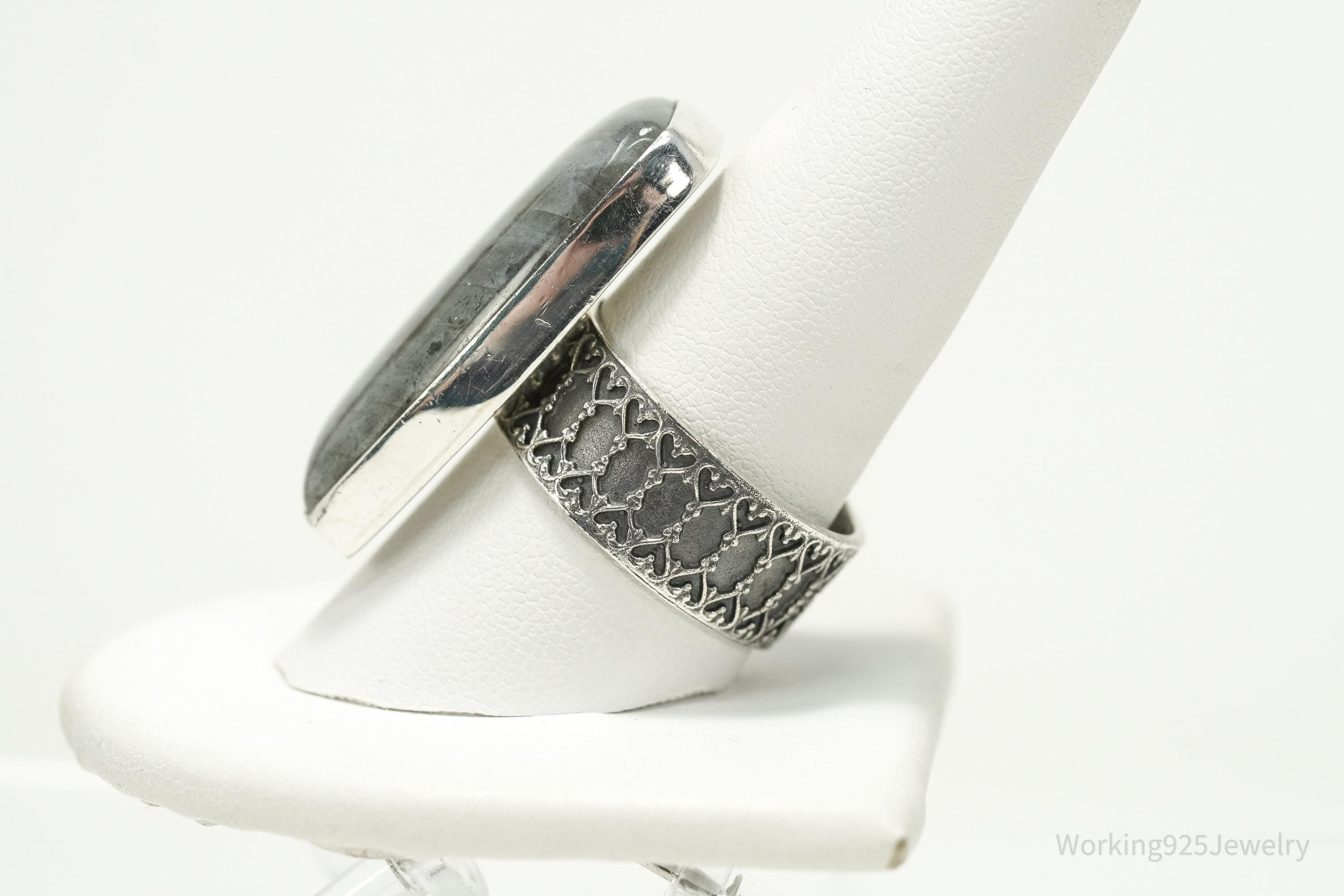 Jay King Desert Rose Labradorite Rainbow Flash Sterling Silver Ring - Size 10