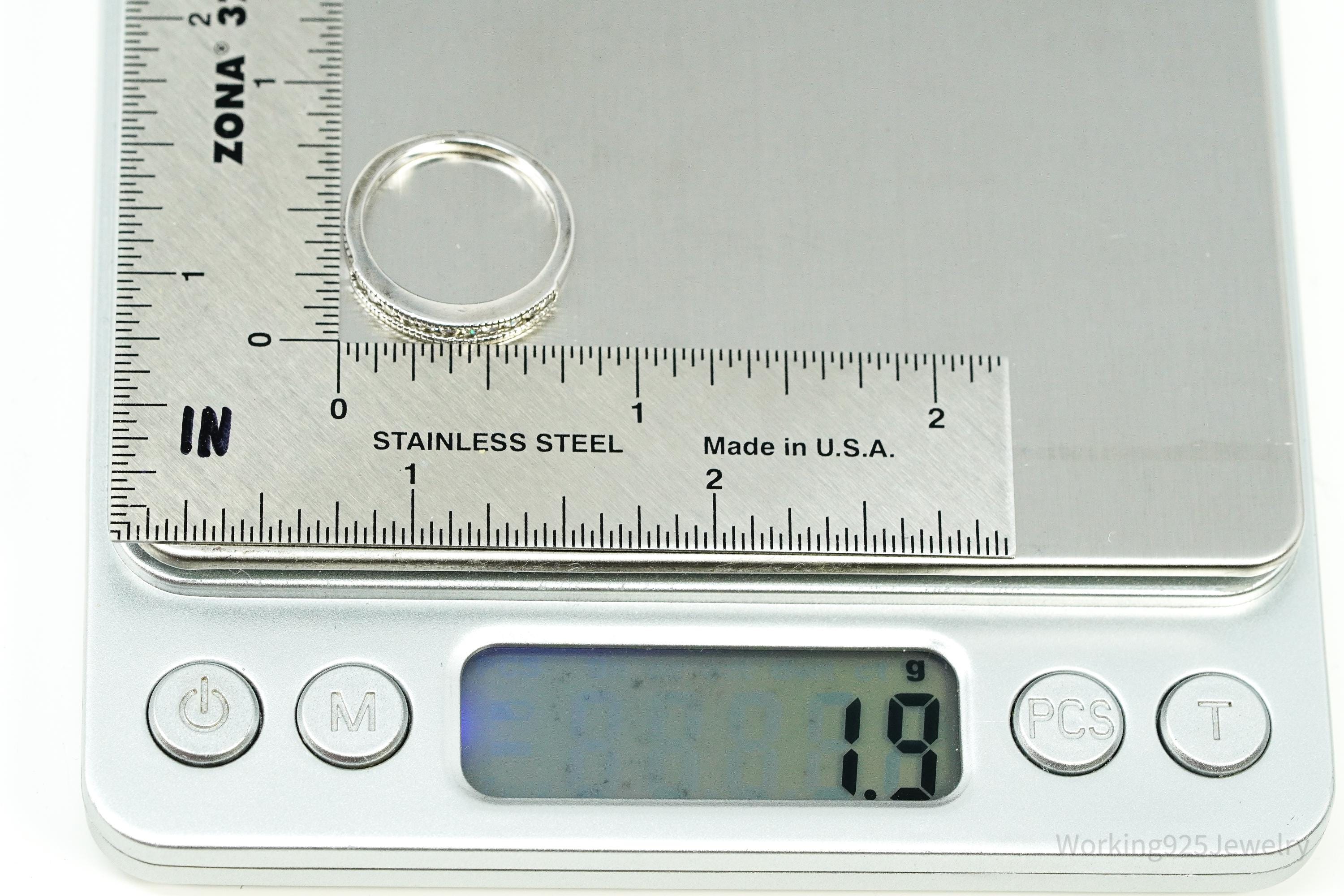 Vintage Cubic Zirconia Sterling Silver Band Ring - Size 6