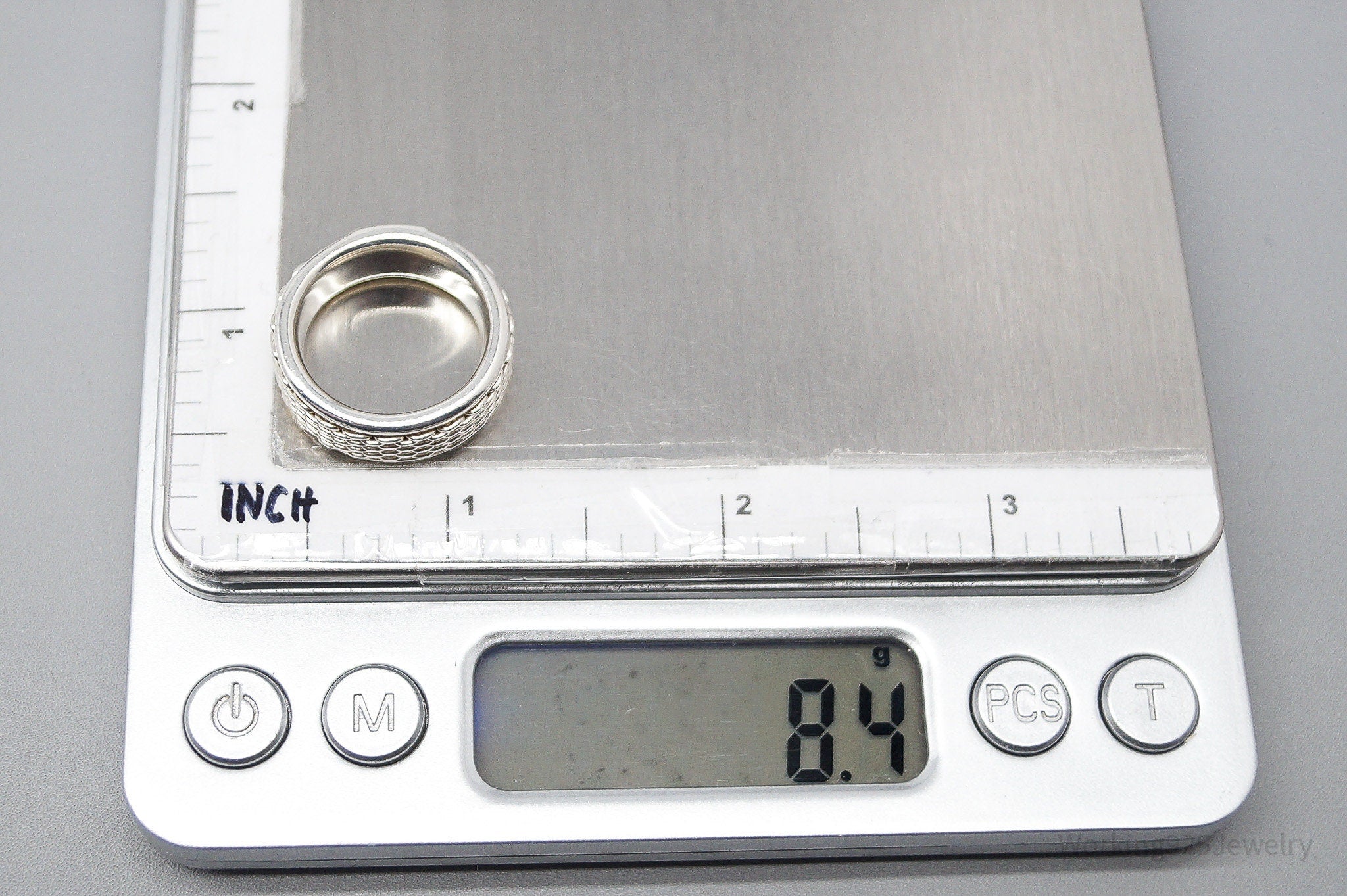 Vintage Espo Sig Chainlink Sterling Silver Band Ring - Size 6