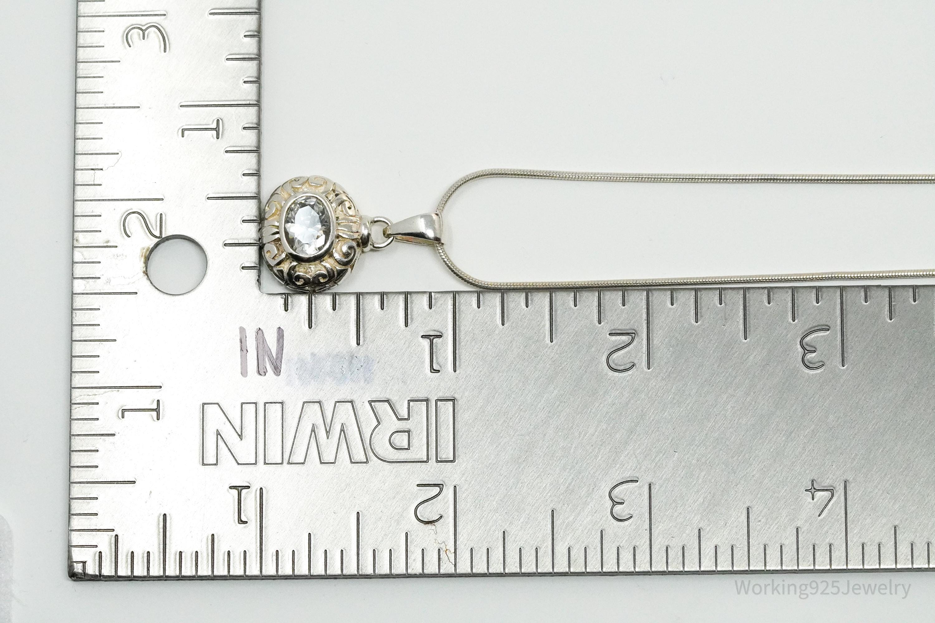 Vintage Cubic Zirconia Sterling Silver Necklace 18"