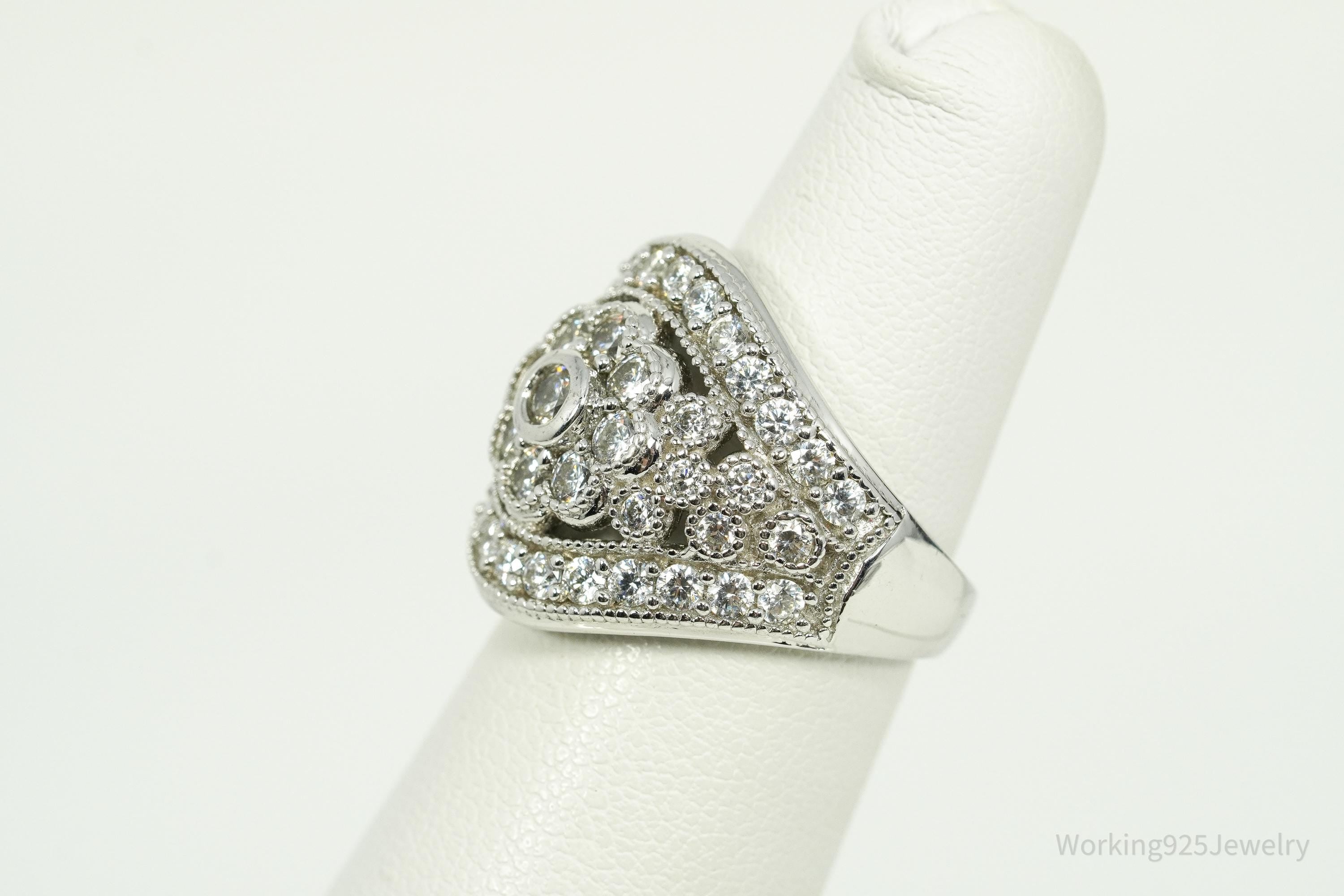 Vintage Cubic Zirconia Sterling Silver Ring - Size 5