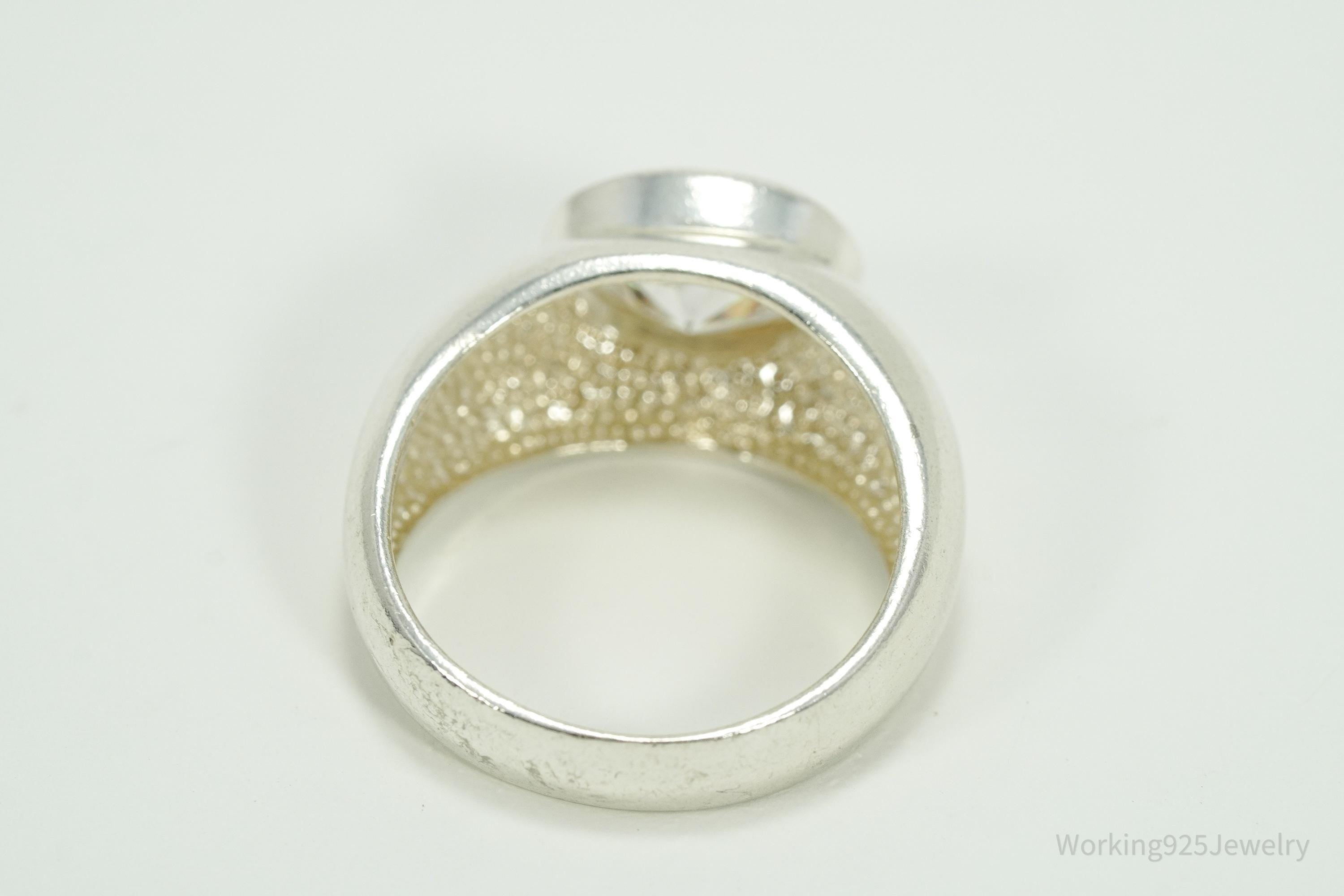 Vintage Cubic Zirconia Sterling Silver Ring - Size 7.75