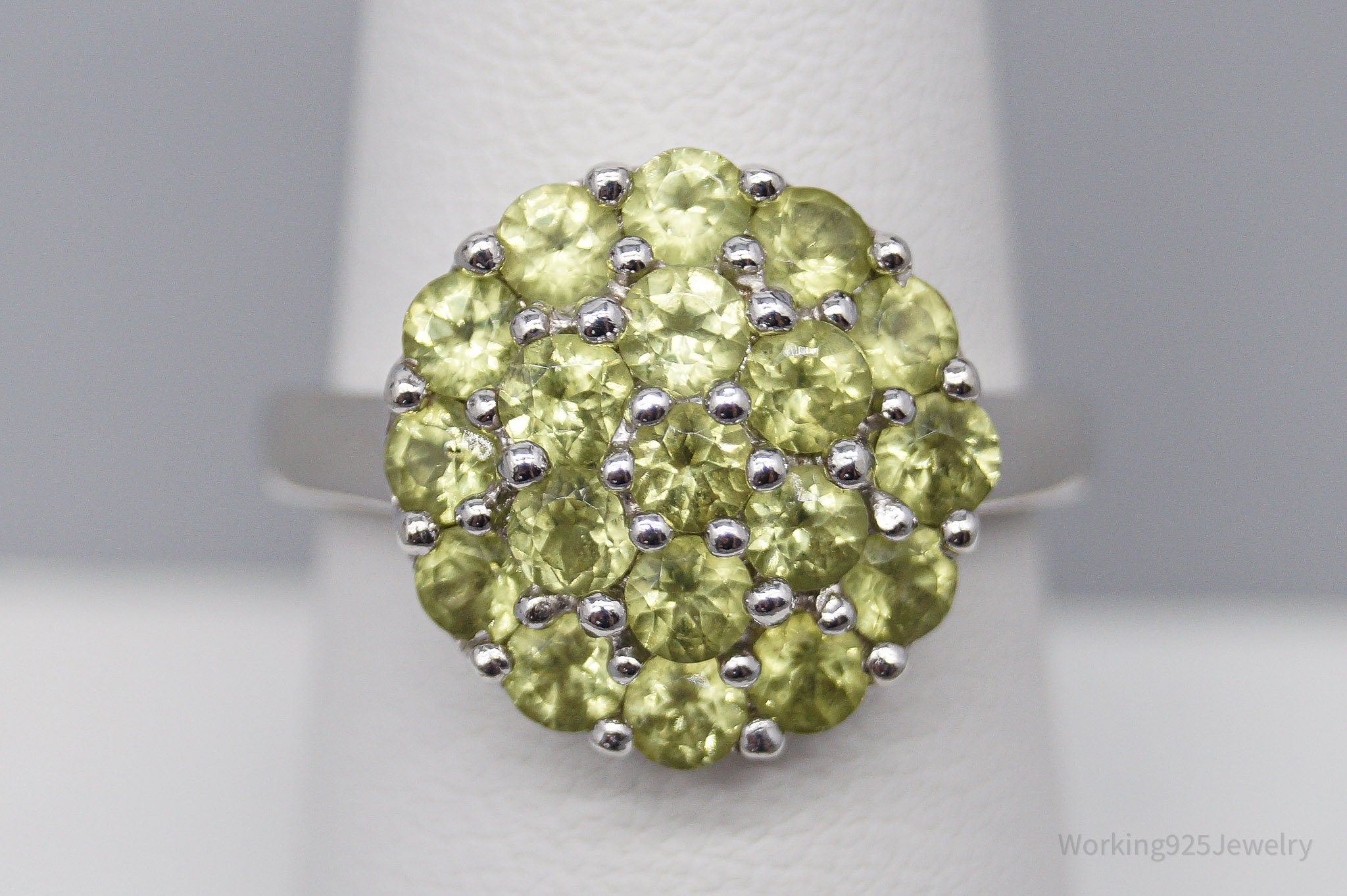 JTV HT Green Peridot Sterling Silver Ring - Size 8