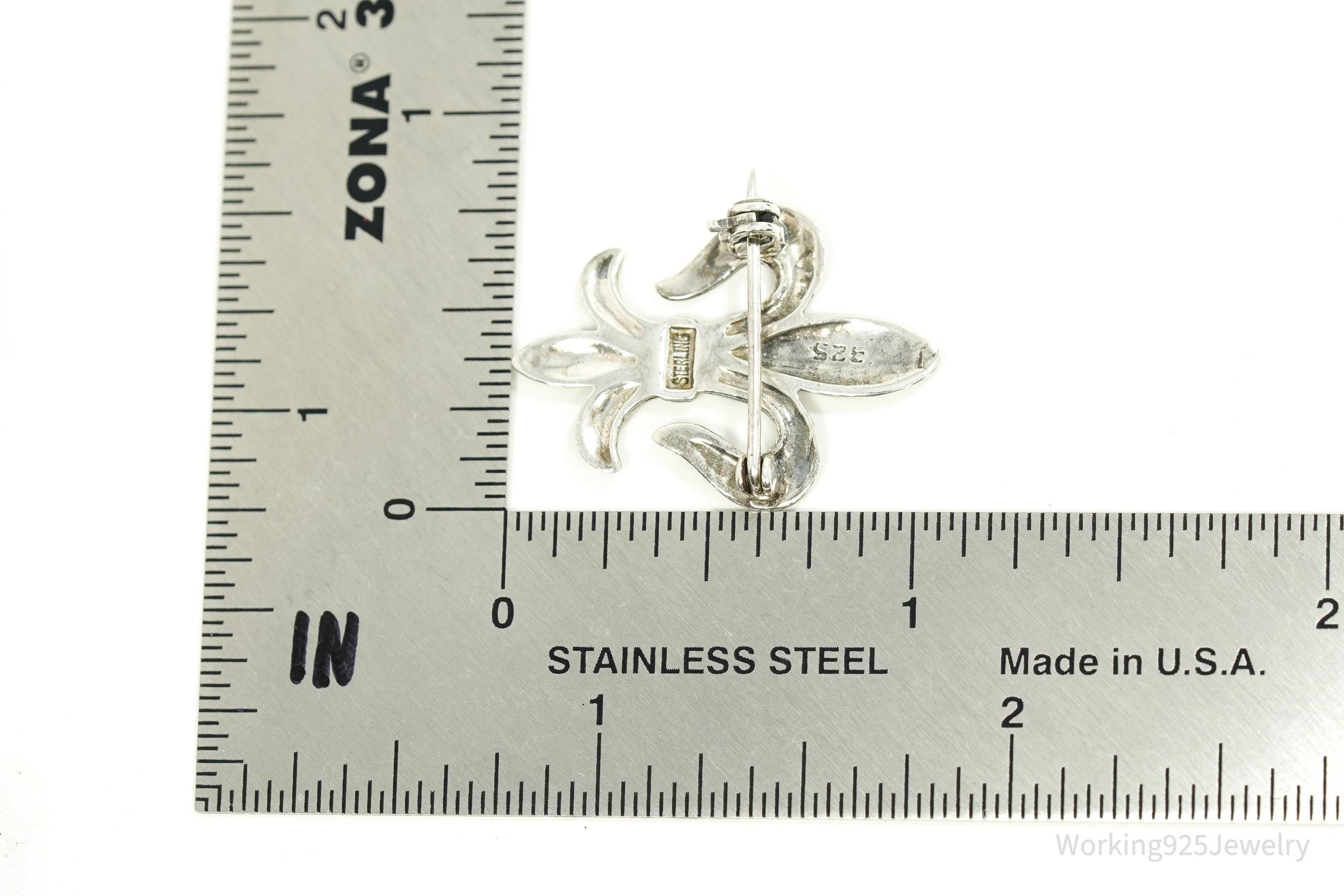 Vintage Fleur De Lis Sterling Silver Brooch Pin