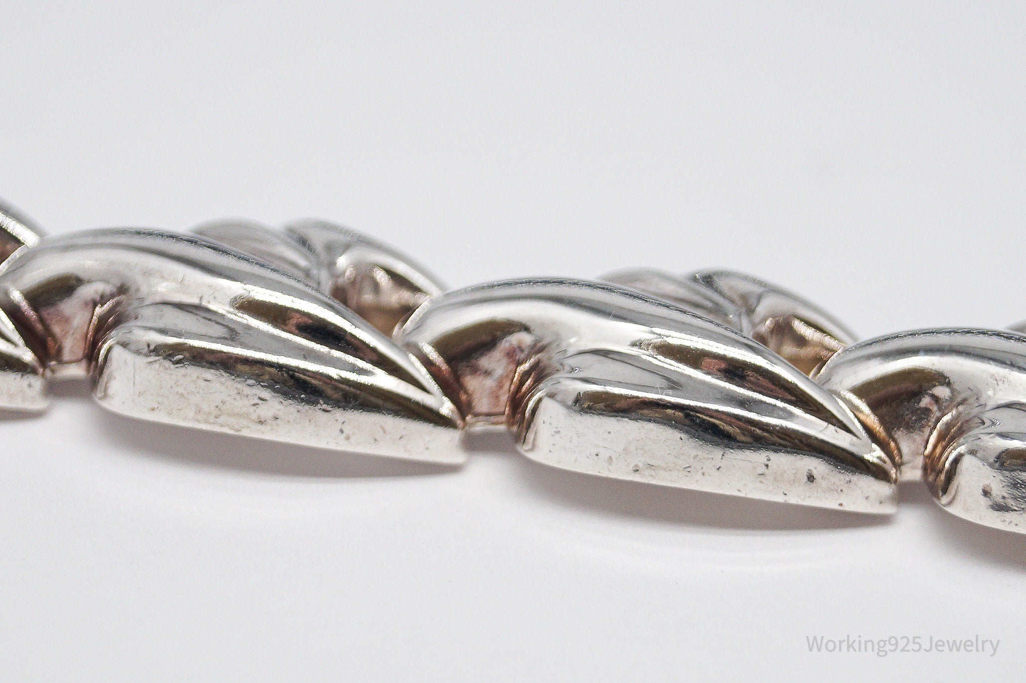 Vintage Italy Designer Puffy Fancy Link Sterling Silver Bracelet - 7 3/8"