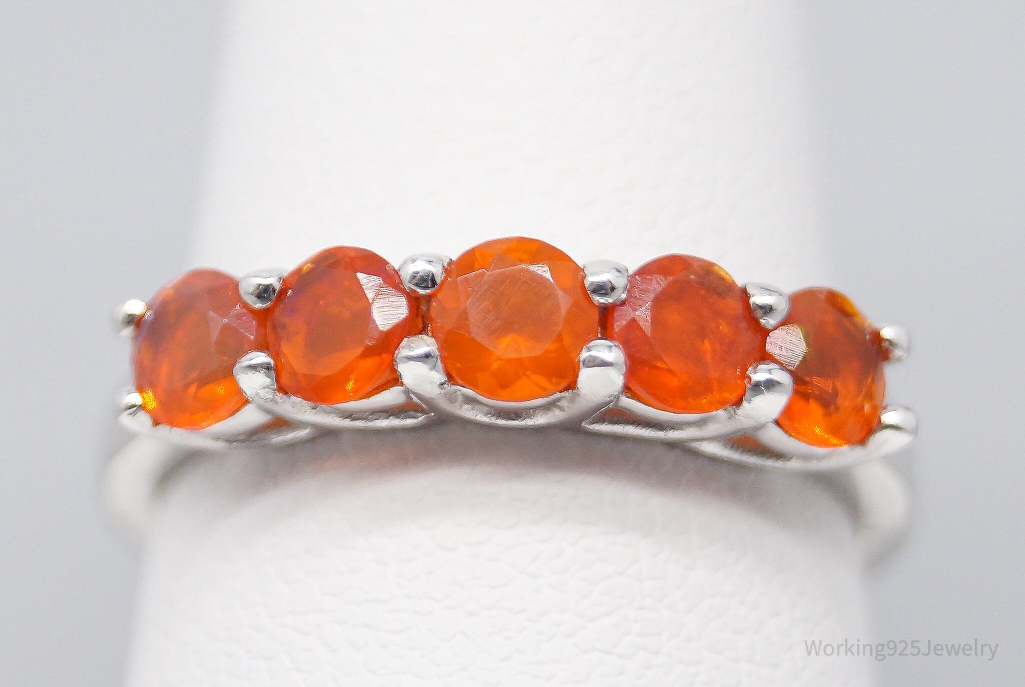 JTV TGGC Orange Fire Opal Sterling Silver Ring - Size 7.75