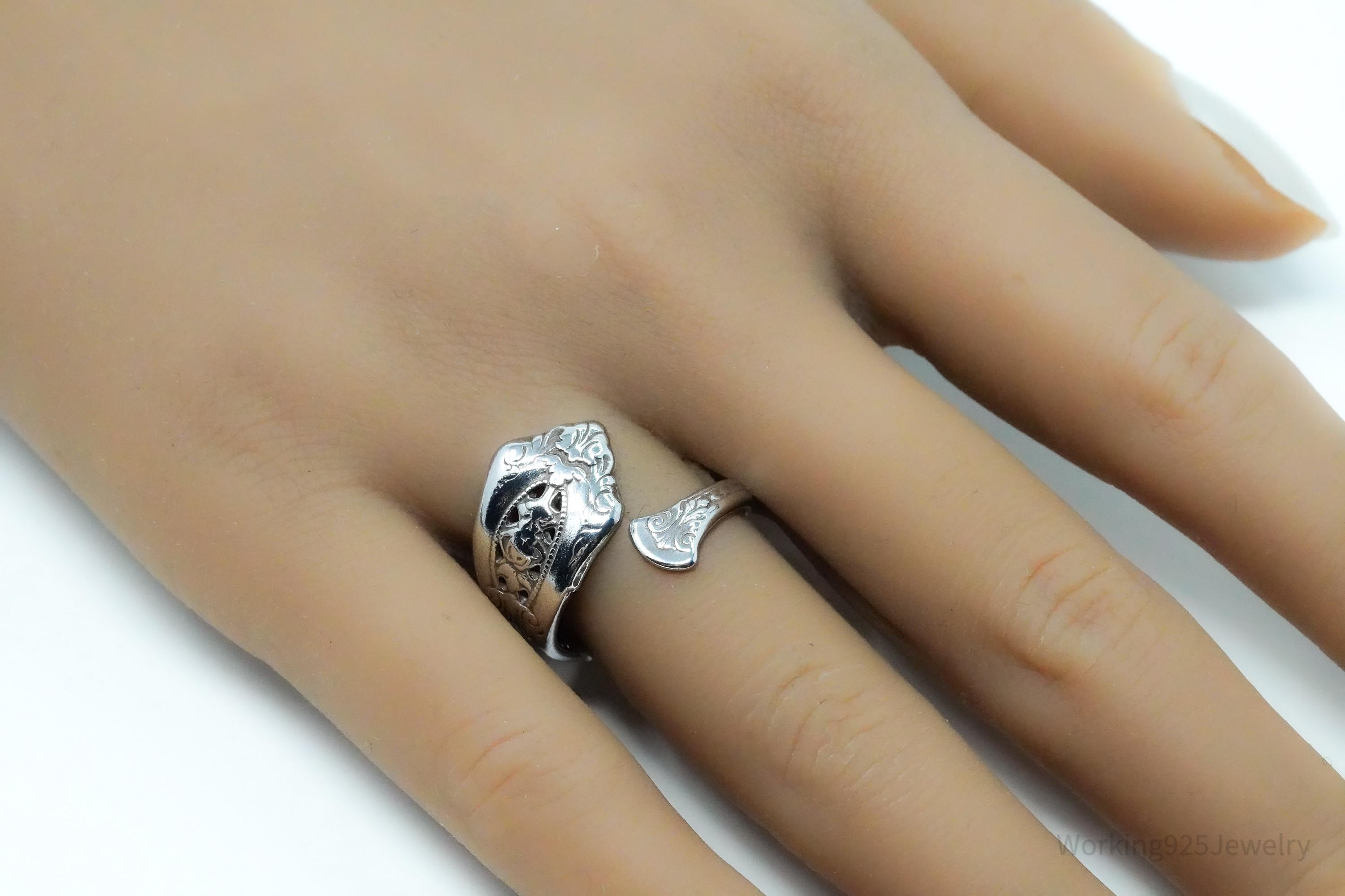 Antique Wallace Art Nouveau Sterling Silver Spoon Ring - Size 8