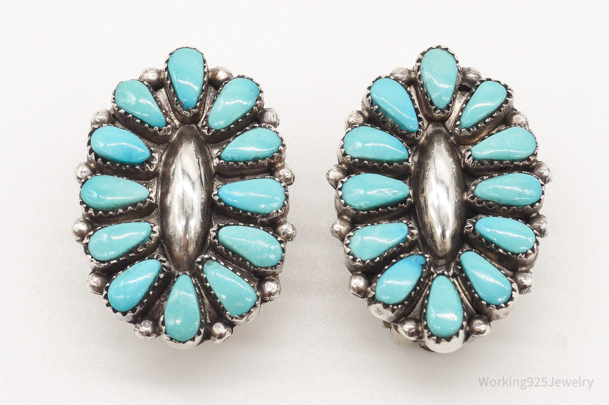 Vintage Native American Maryann & Felix Chavez Turquoise SterlingSilver Earrings