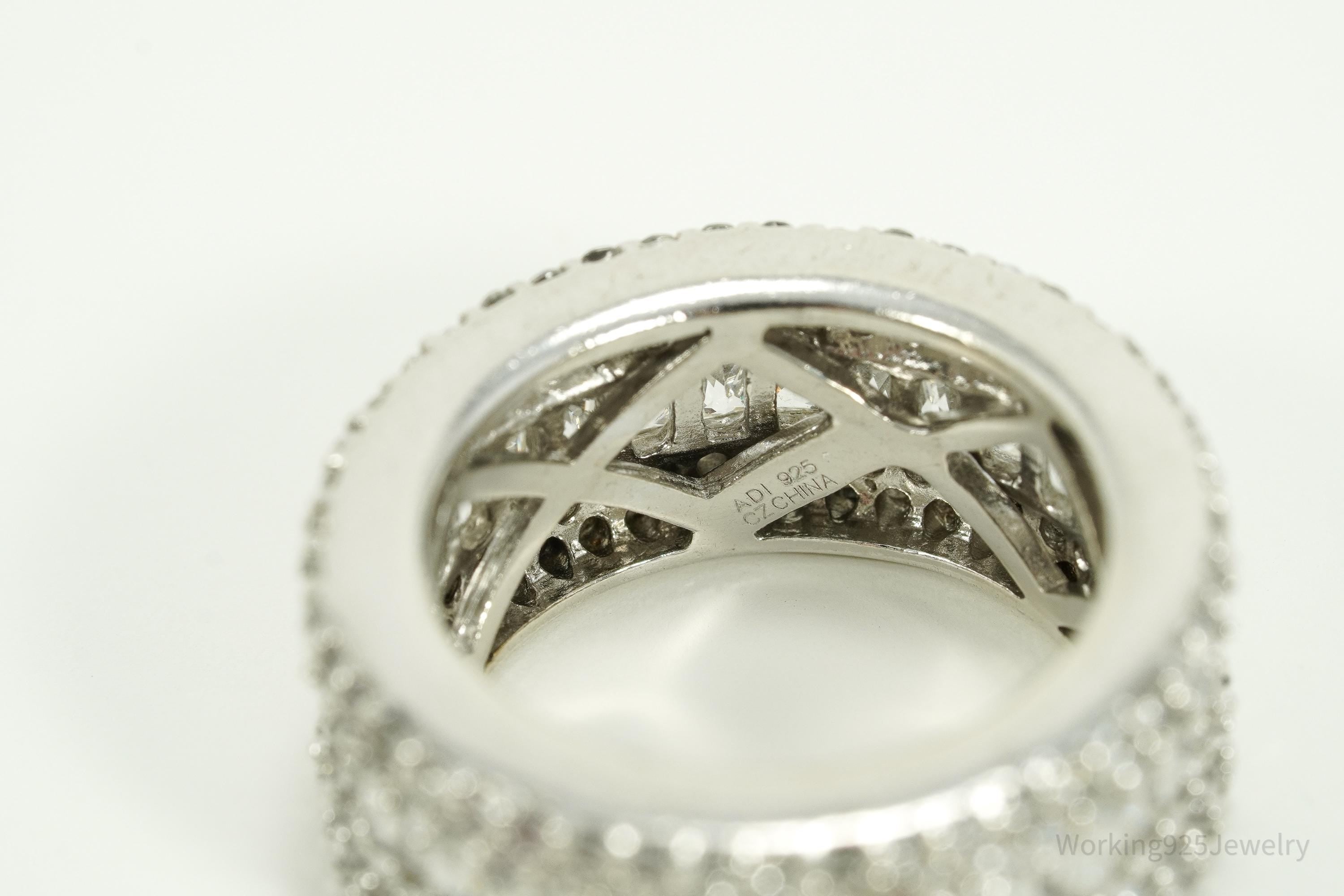 Vintage Cubic Zirconia Sterling Silver Band Ring - Size 7.25