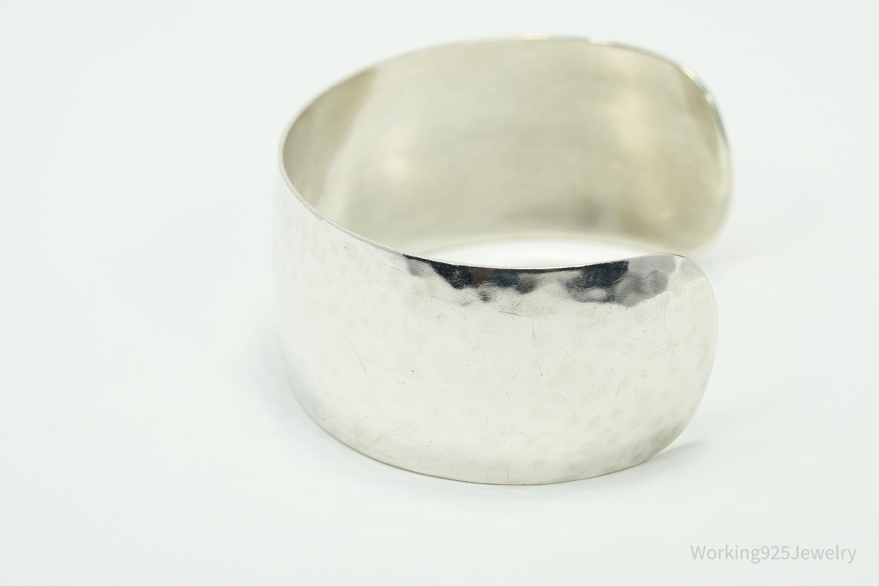 Vintage Handwrought Hammered Style Sterling Silver Cuff Bracelet 7"
