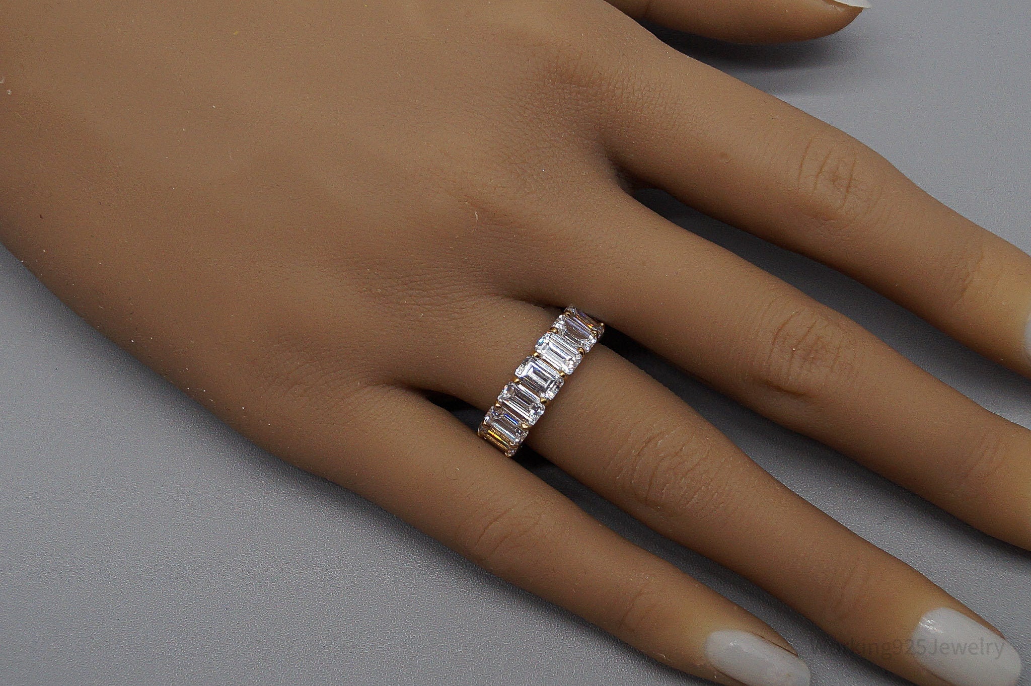 Vintage Cubic Zirconia Platinum Clad Gold Vermeil Sterling Silver Ring - Size 6.25