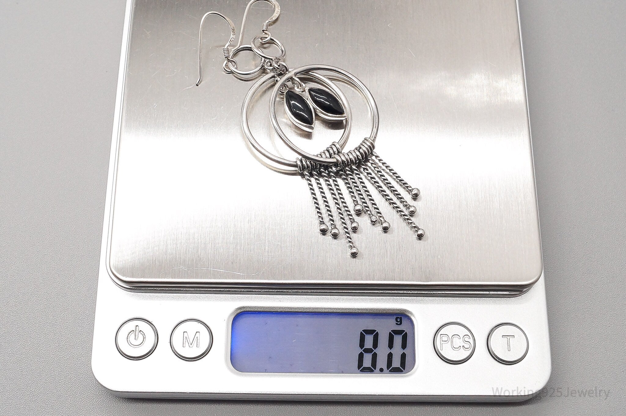 Vintage Black Onyx Sterling Silver Earrings