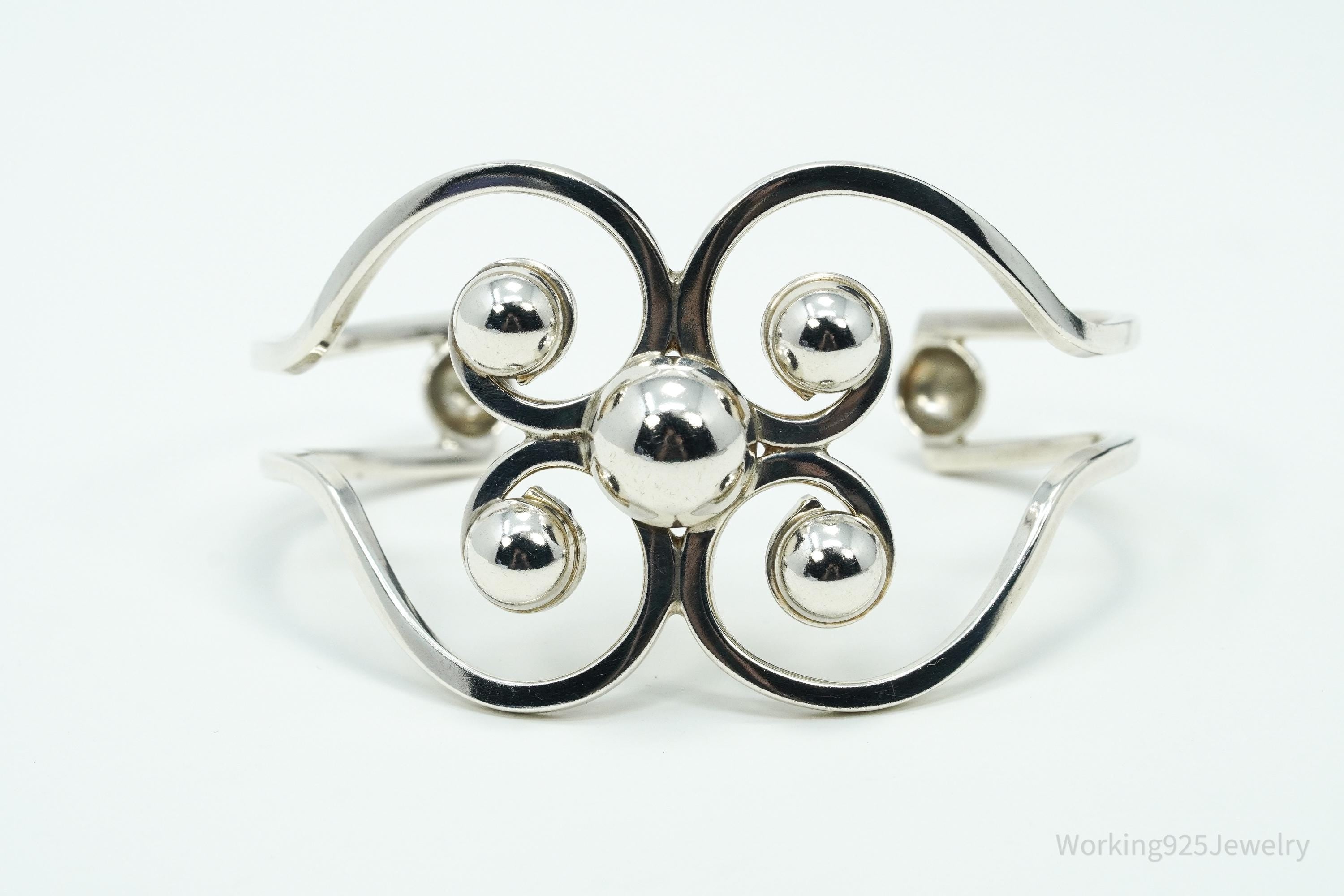 Vintage Mexico Modernist Sterling Silver Bracelet - 6 5/8"