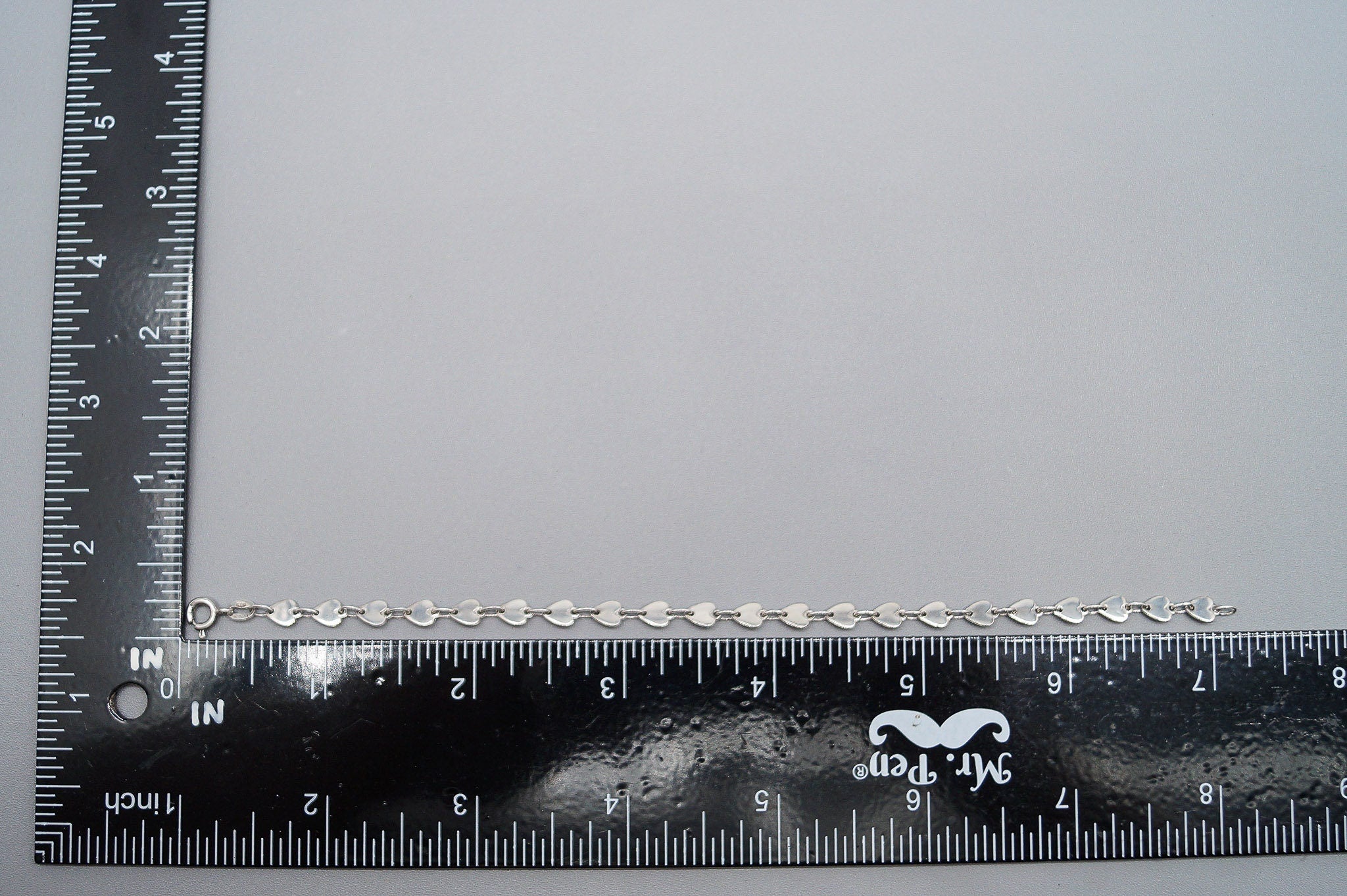 Vintage Italian Linked Hearts Sterling Silver Bracelet 7 1/8"