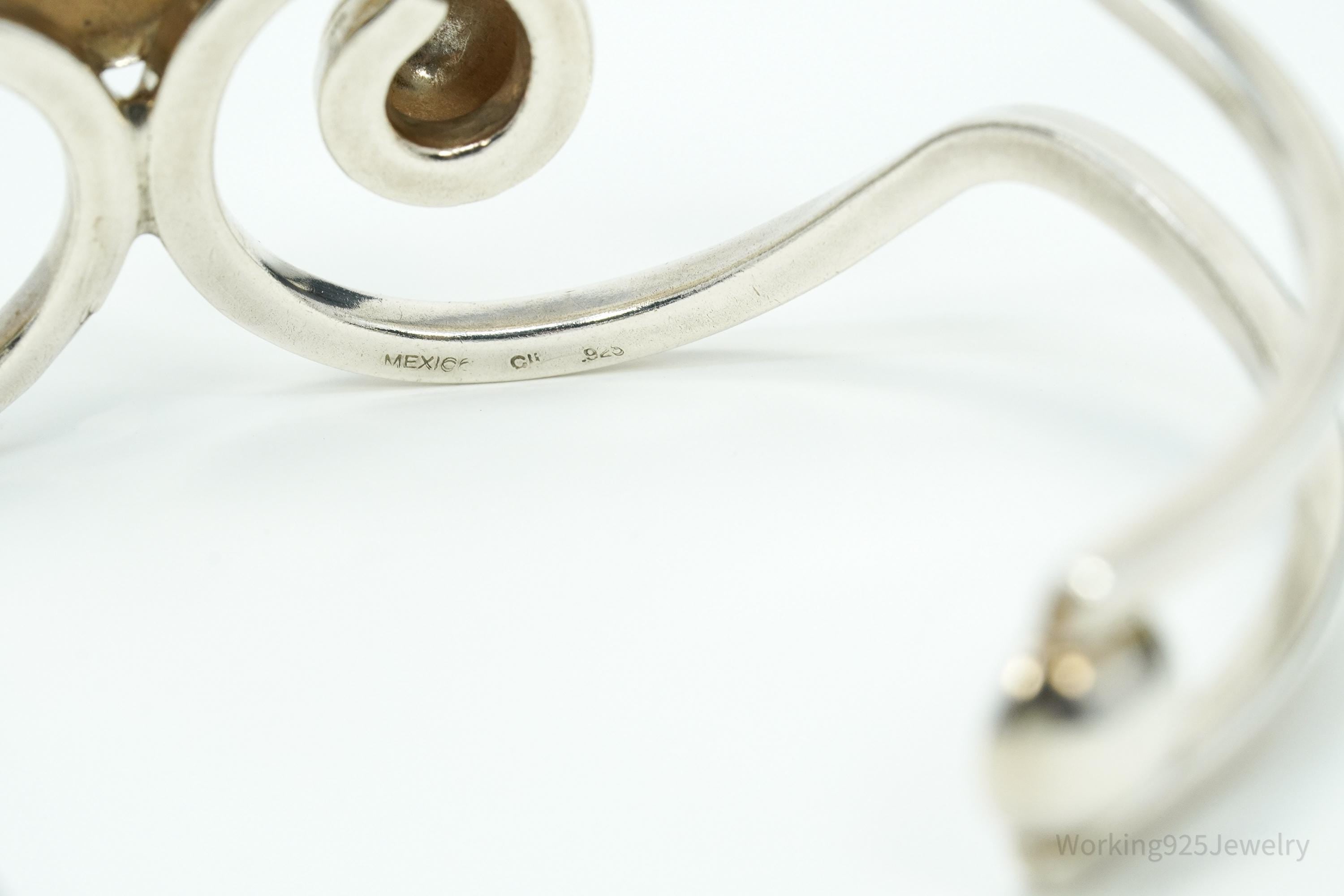 Vintage Mexico Modernist Sterling Silver Bracelet - 6 5/8"