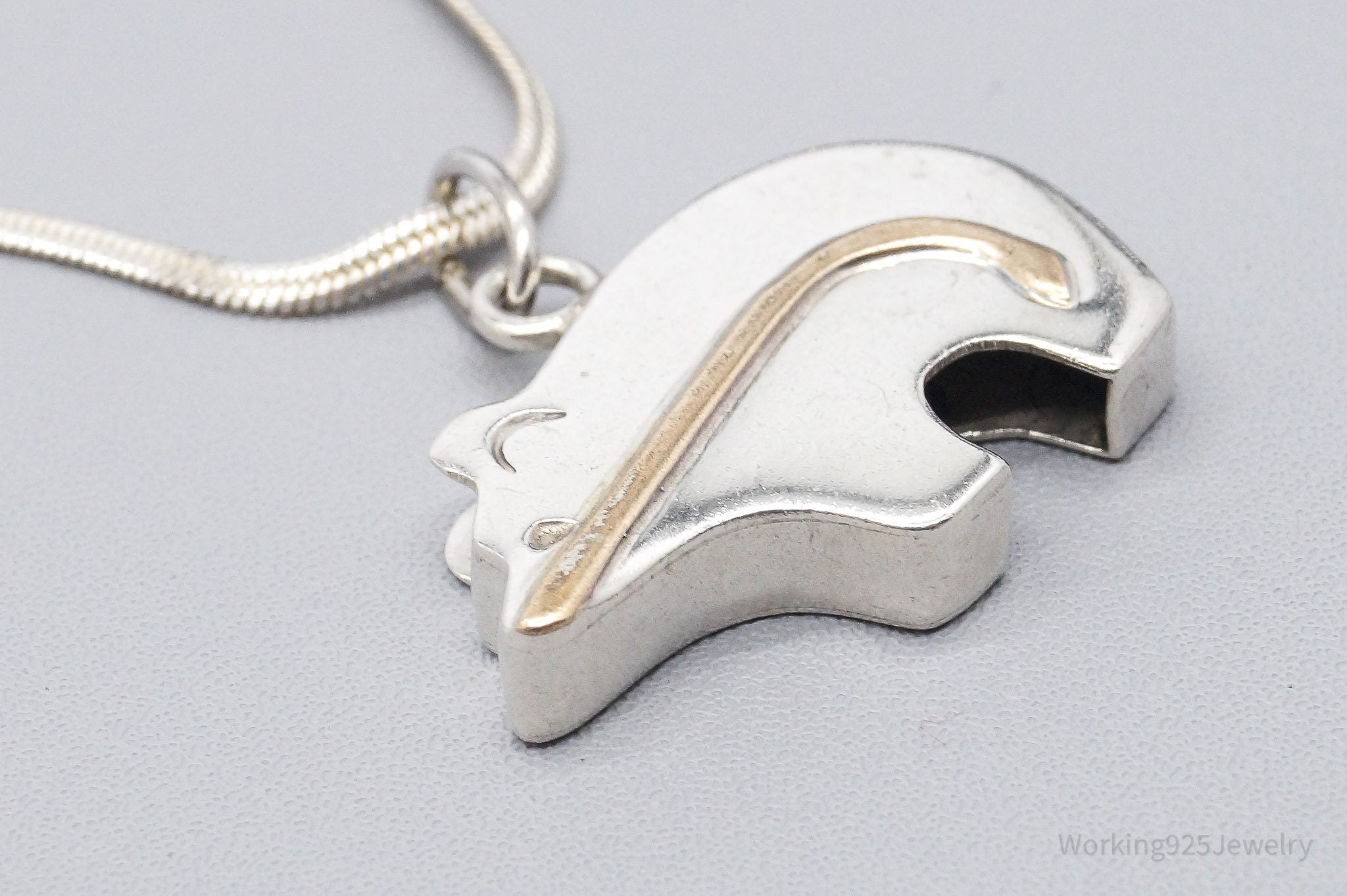 Vintage Native American Navajo Cecil Perry Bear Sterling Silver Necklace 22"