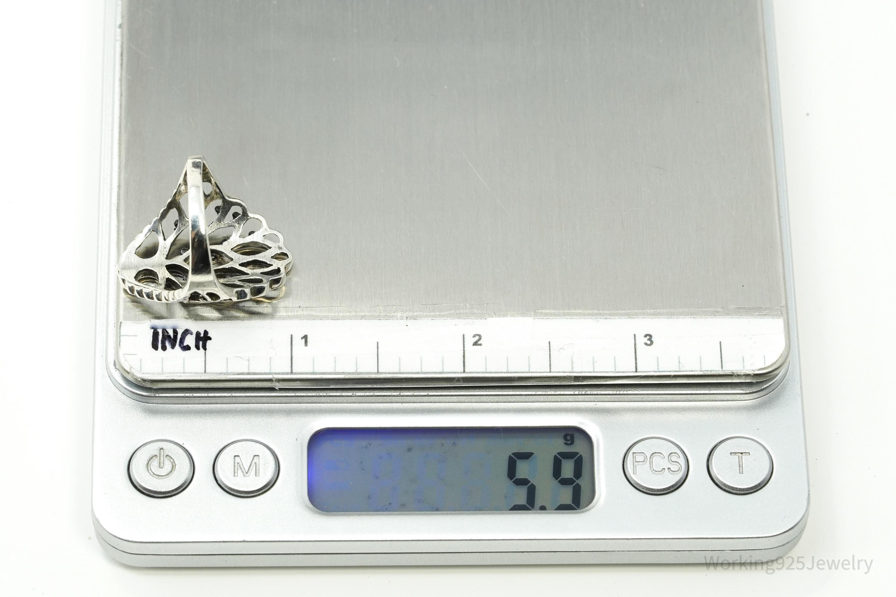 Vintage Tree Of Life Sterling Silver Ring - Size 8.25