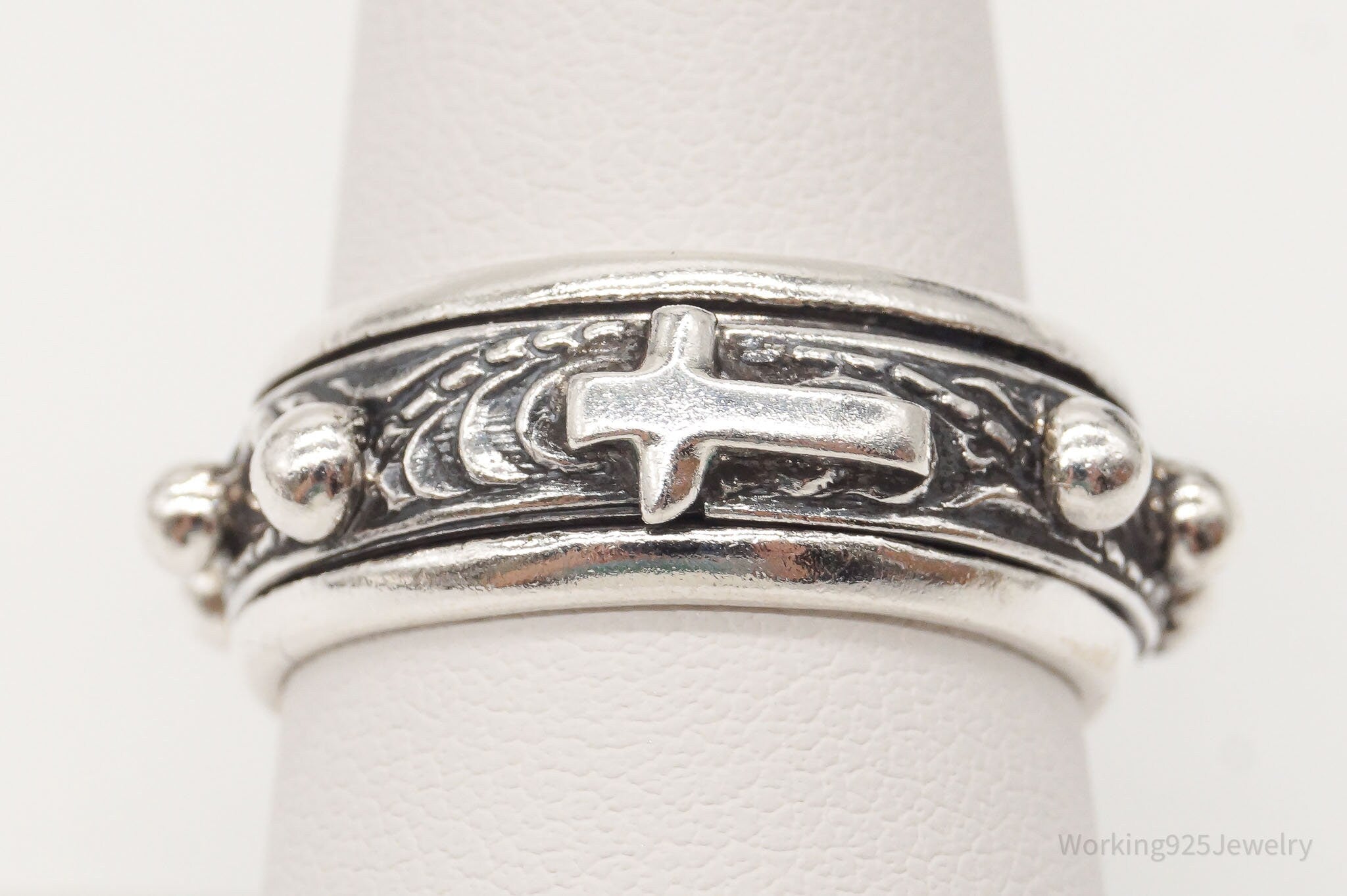 Vintage Cross Sterling Silver Spinner Band Ring - Size 8.5